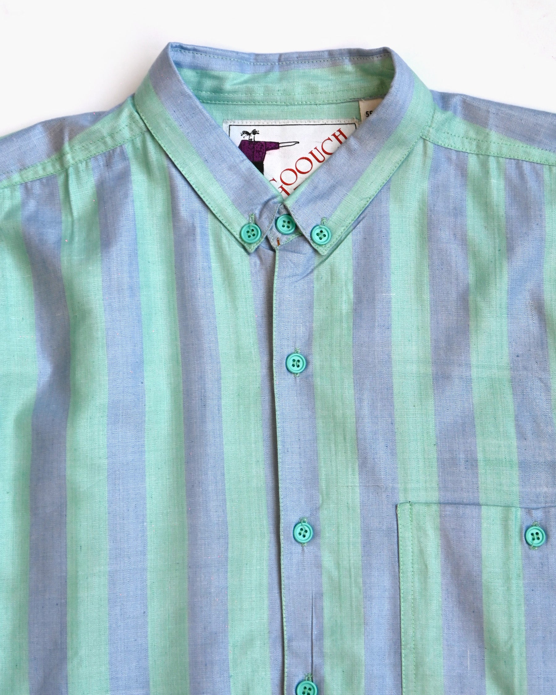 "GOOUCH" Rayon x Cotton Striped Shirt