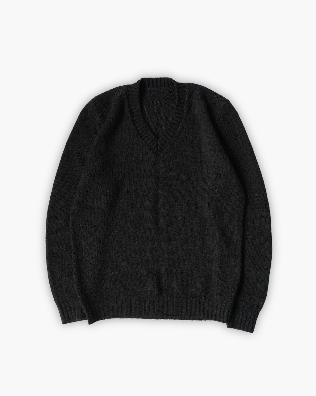 Wool V-Neck Sweater - Black