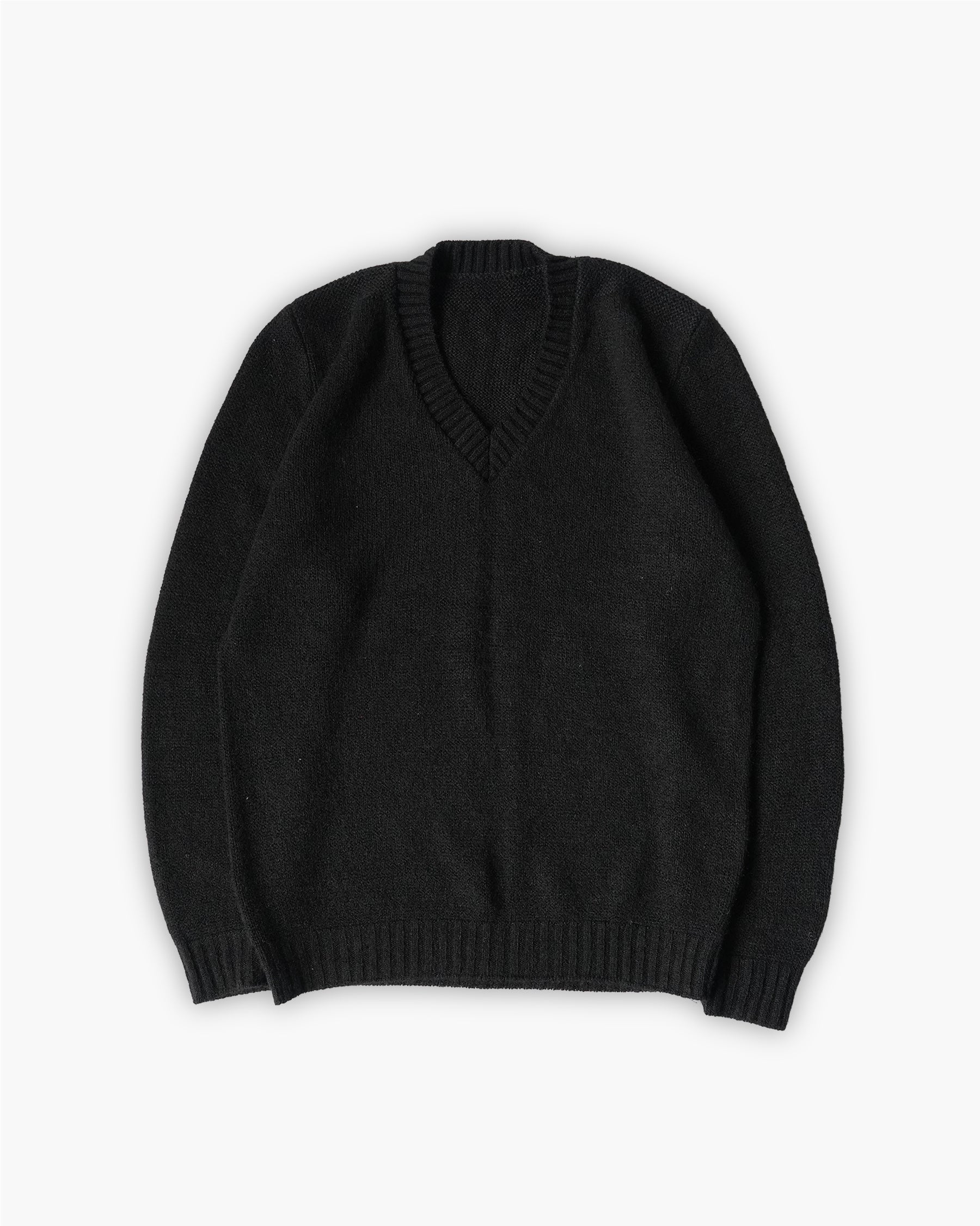 Wool V-Neck Sweater - Black