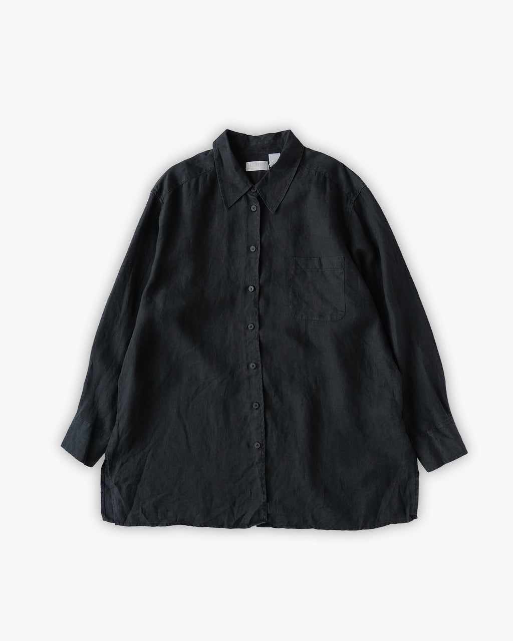 100% Linen Oversized L/S Shirt - Black