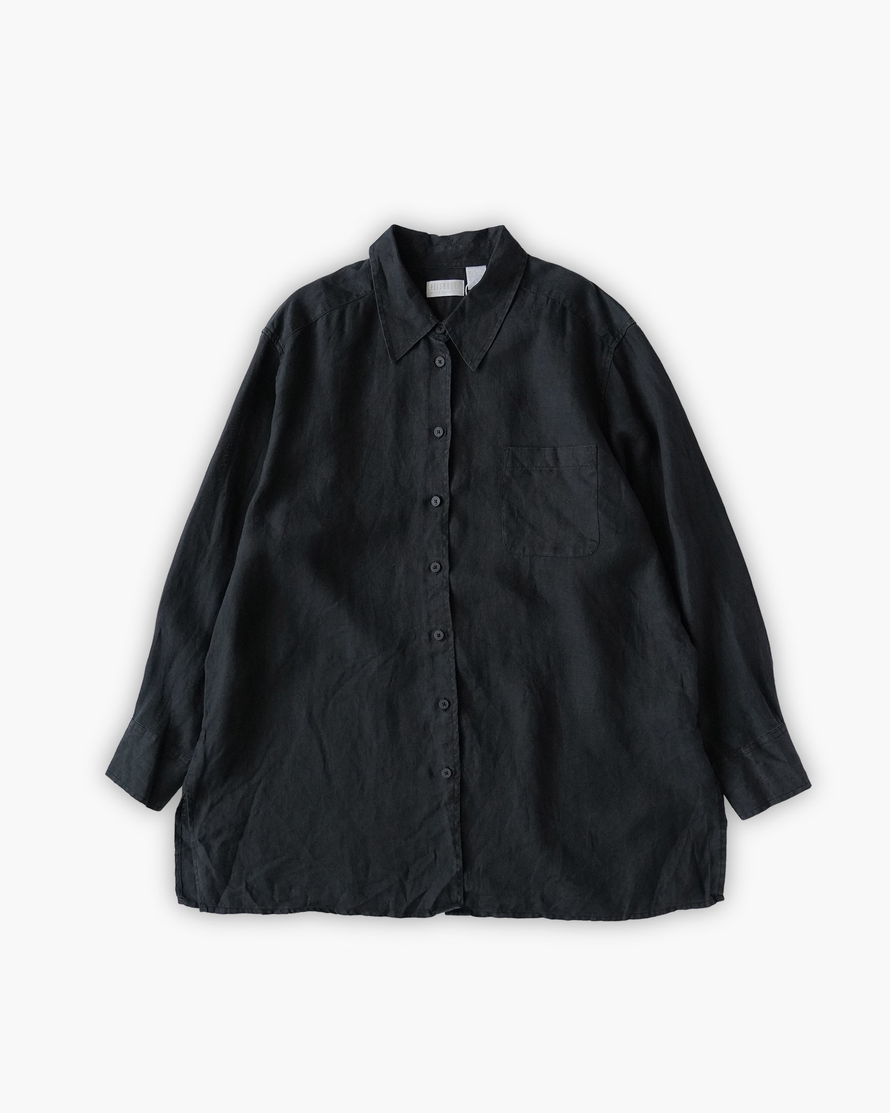 100% Linen Oversized L/S Shirt - Black