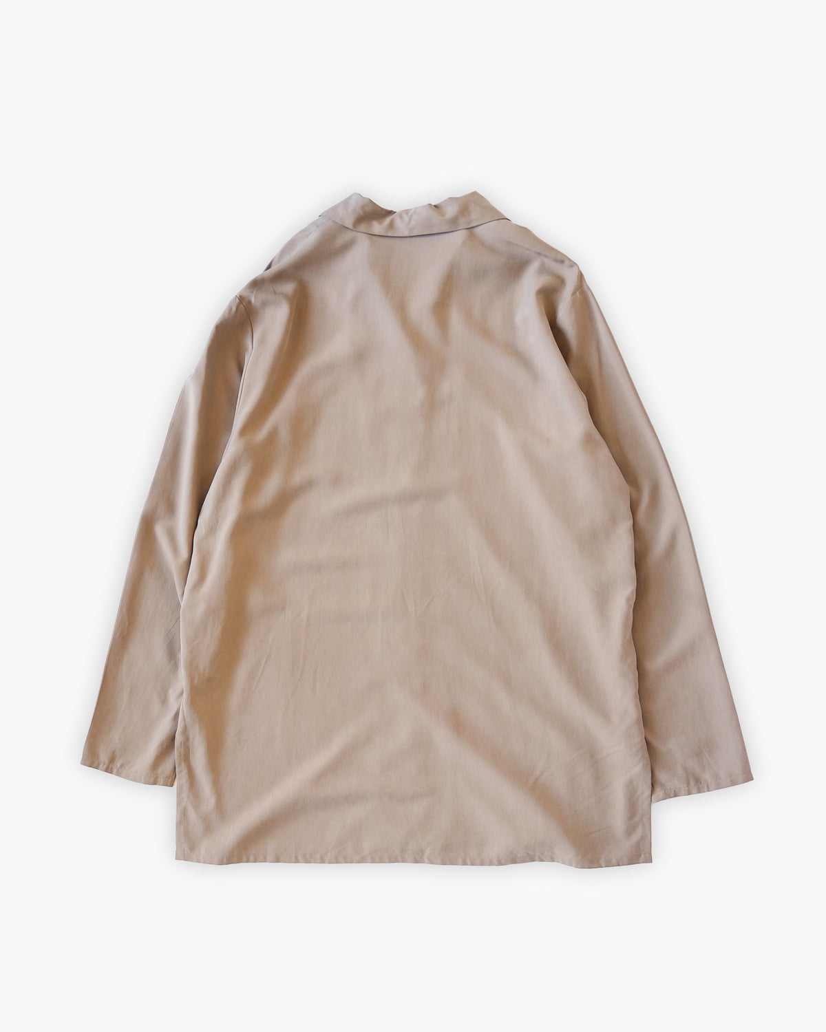 100% Silk Beige Open Collar Shirt