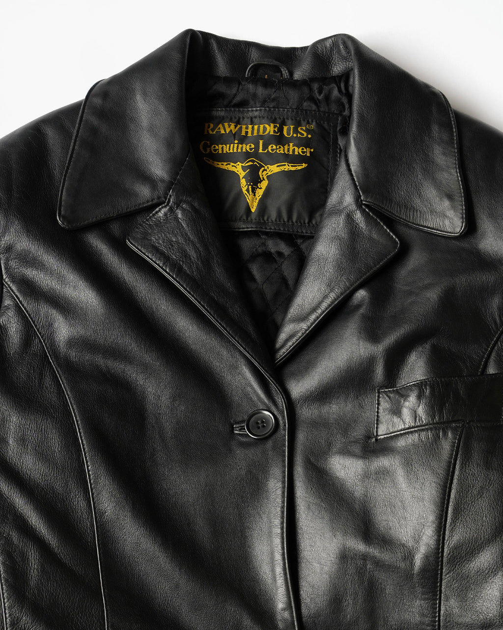 1980~90's Leather Long Jacket with Quilted Lining