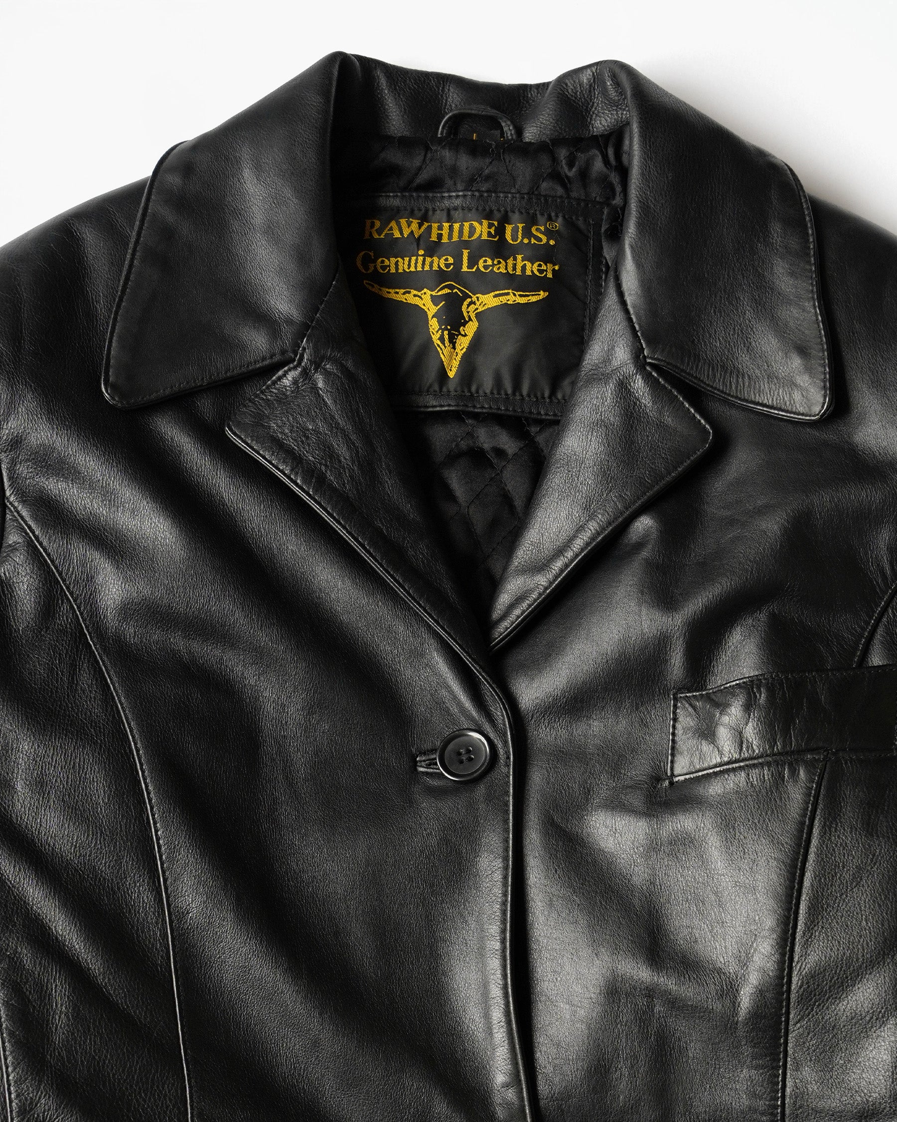 1980~90's Leather Long Jacket with Quilted Lining