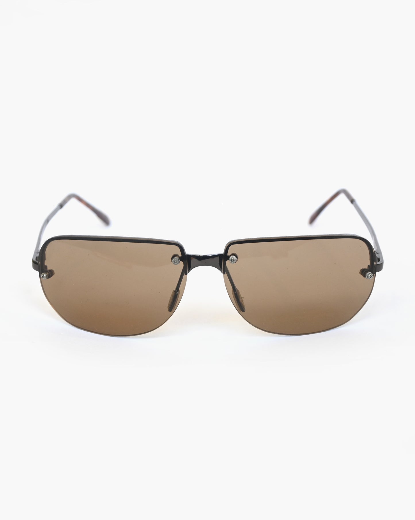 NOS 90s Clear Frameless Sunglasses - Brown