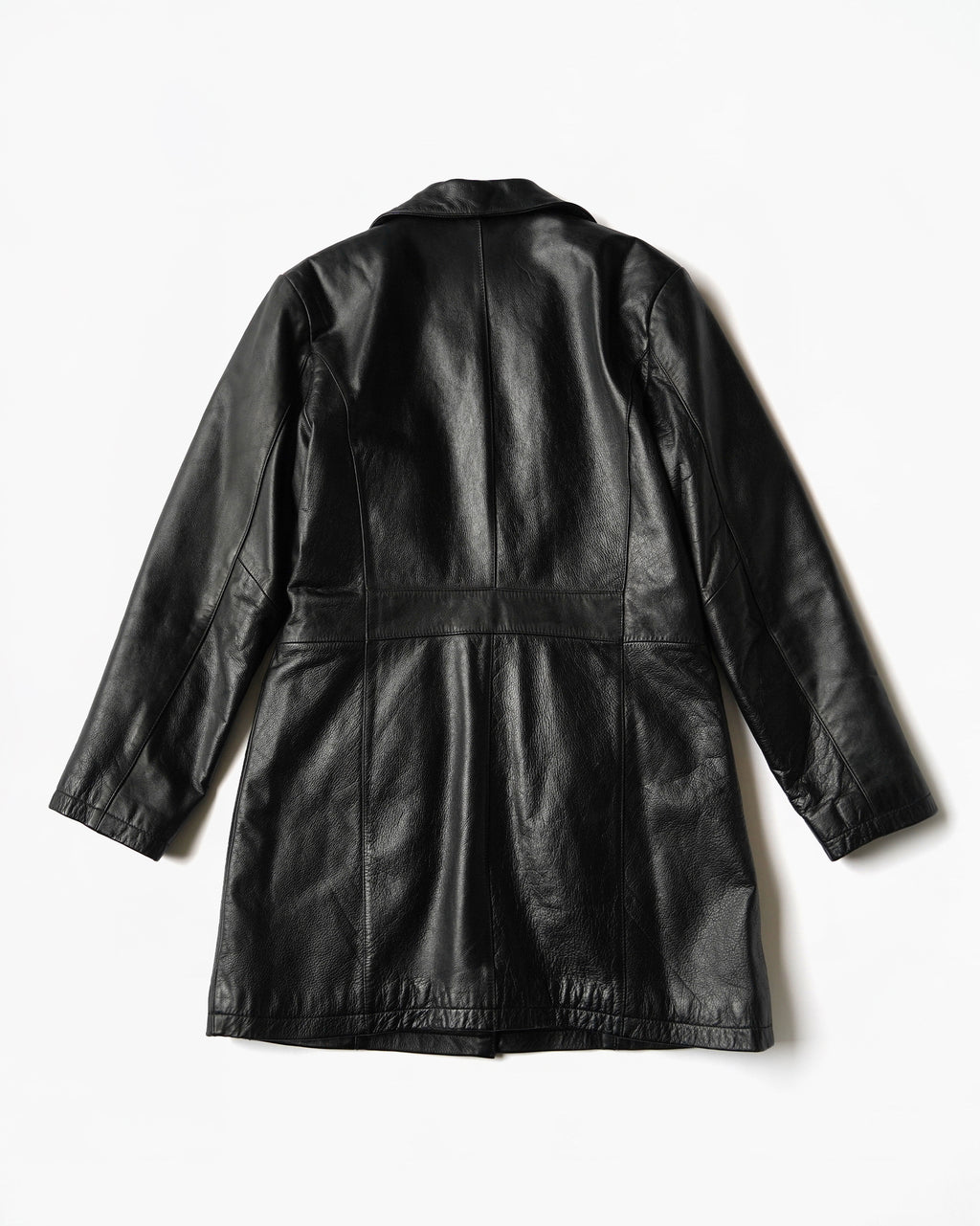 1980~90's Leather Long Jacket with Quilted Lining