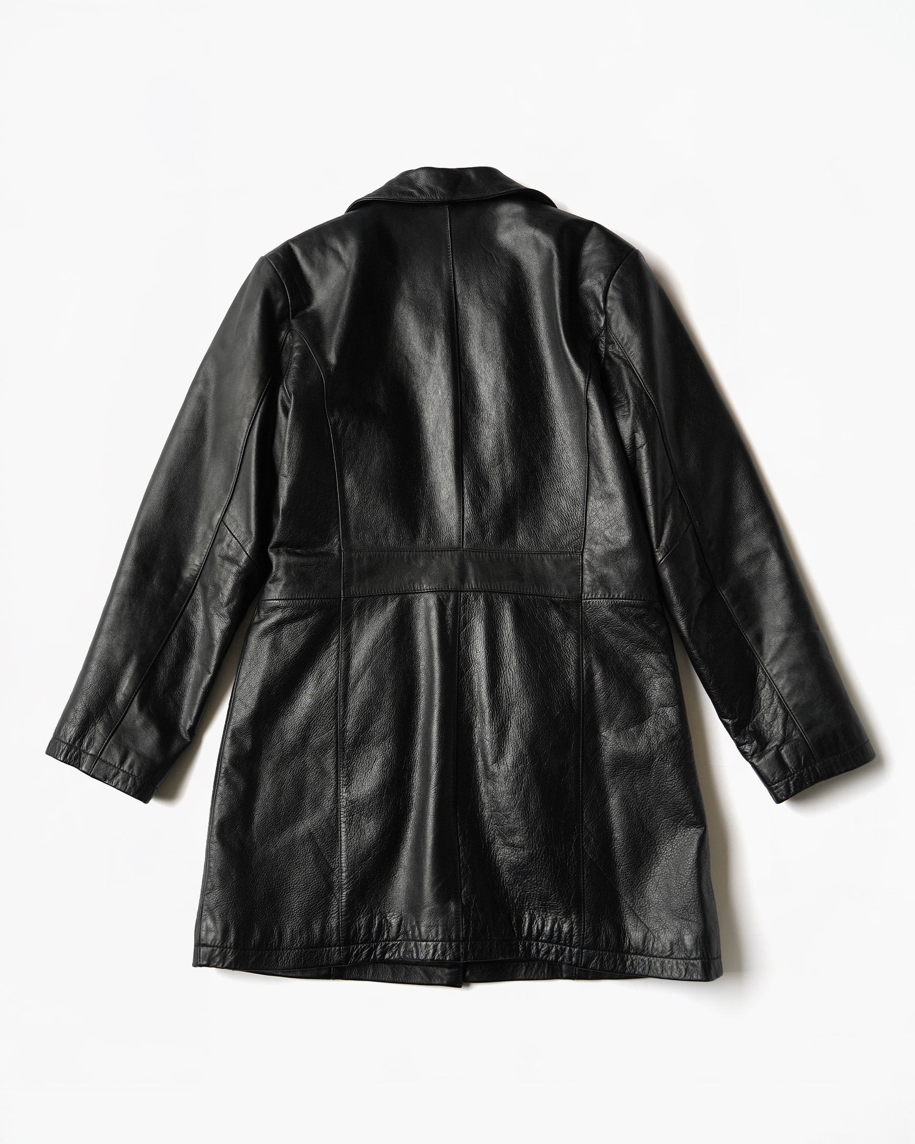 1980~90's Leather Long Jacket with Quilted Lining