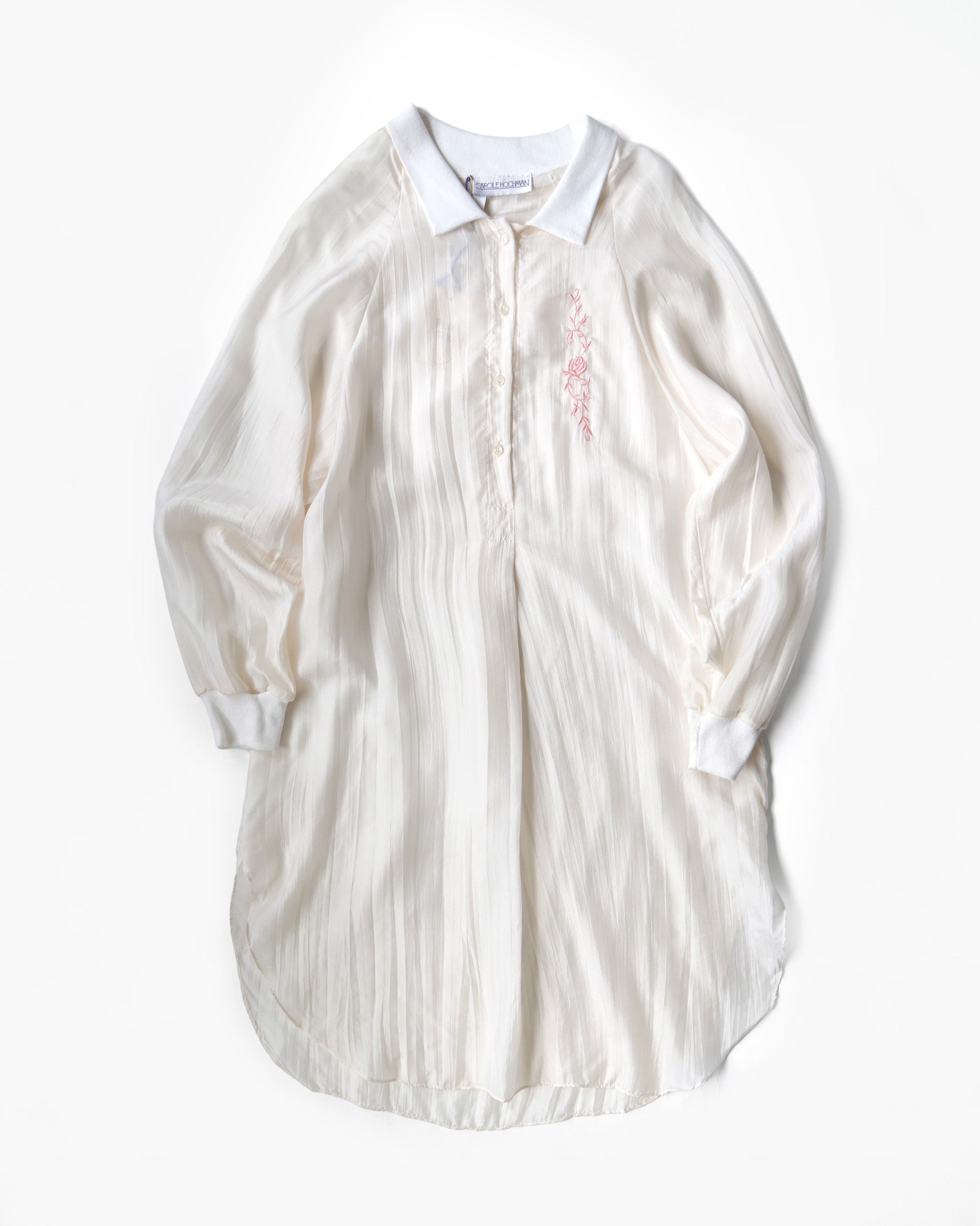 Silk Pullover Shirt with Rose Embroidery