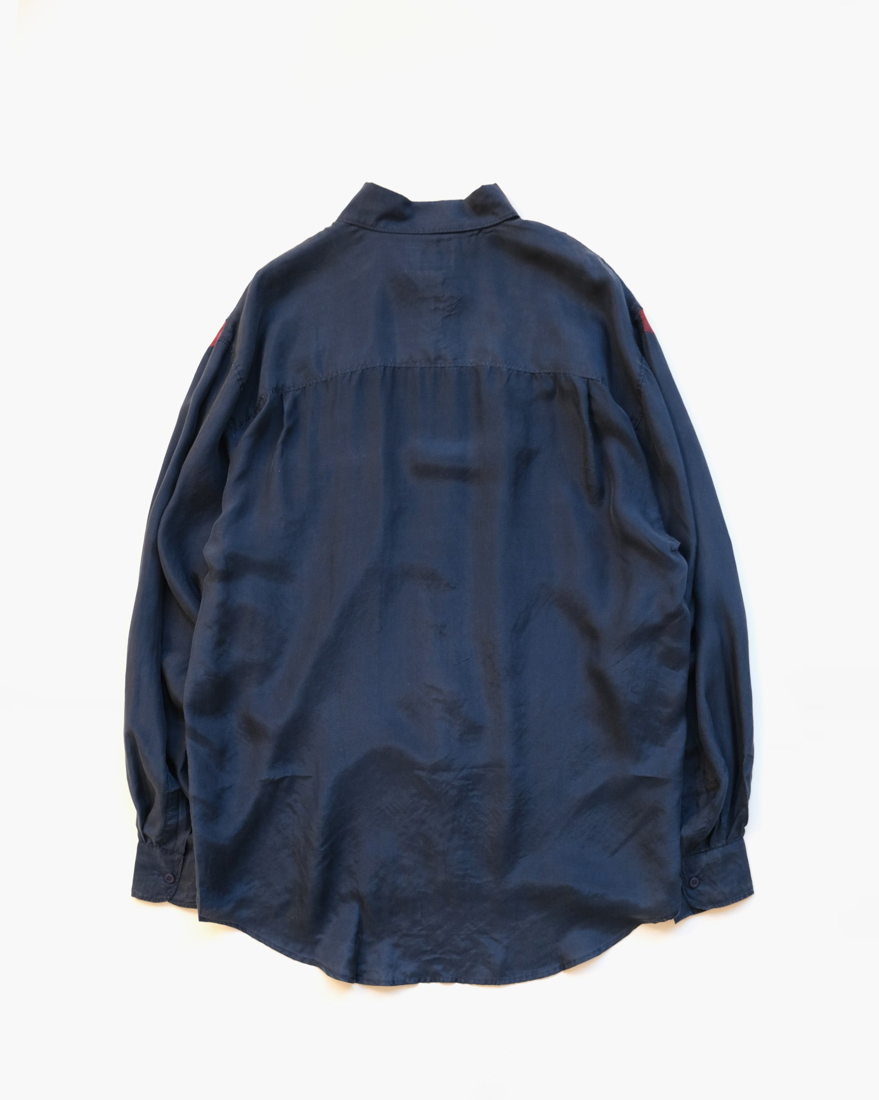 100% Silk Shirts - Navy x Wine
