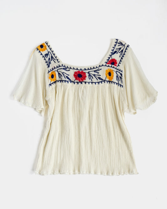 1970's Hand Embroidered Cotton Top