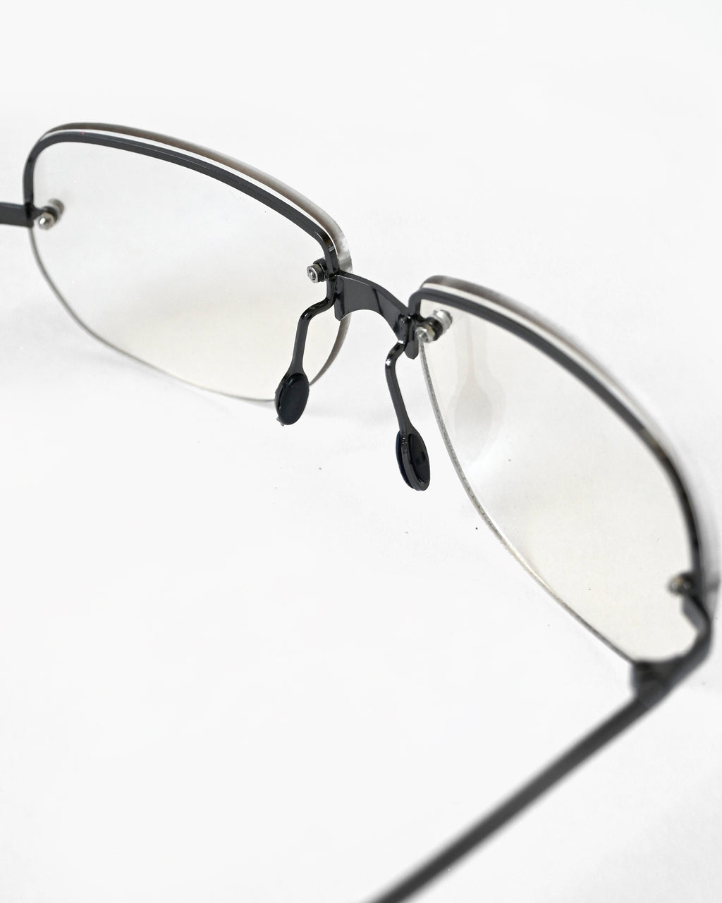 NOS 90s Clear Frameless Sunglasses - Black