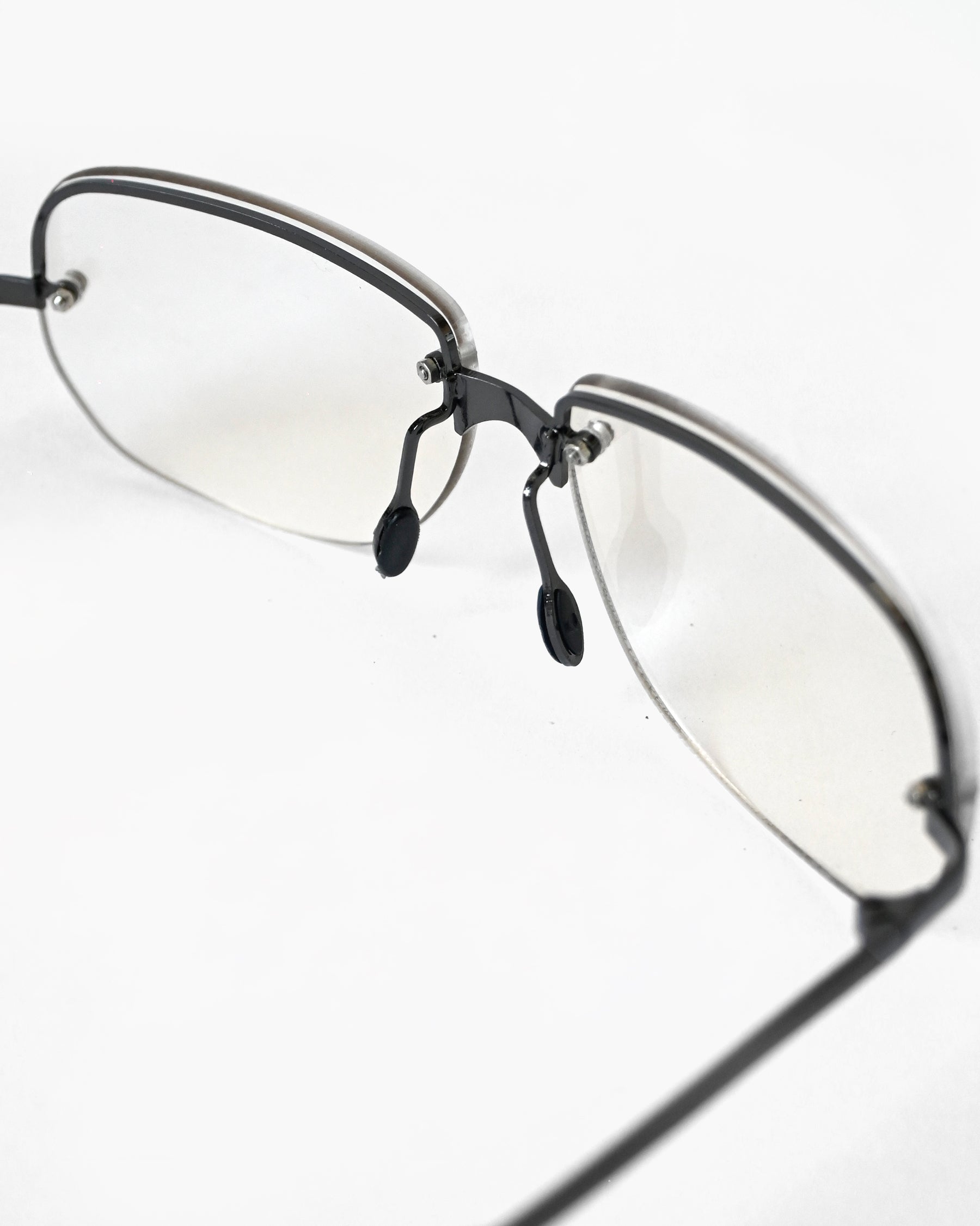 NOS 90s Clear Frameless Sunglasses - Black