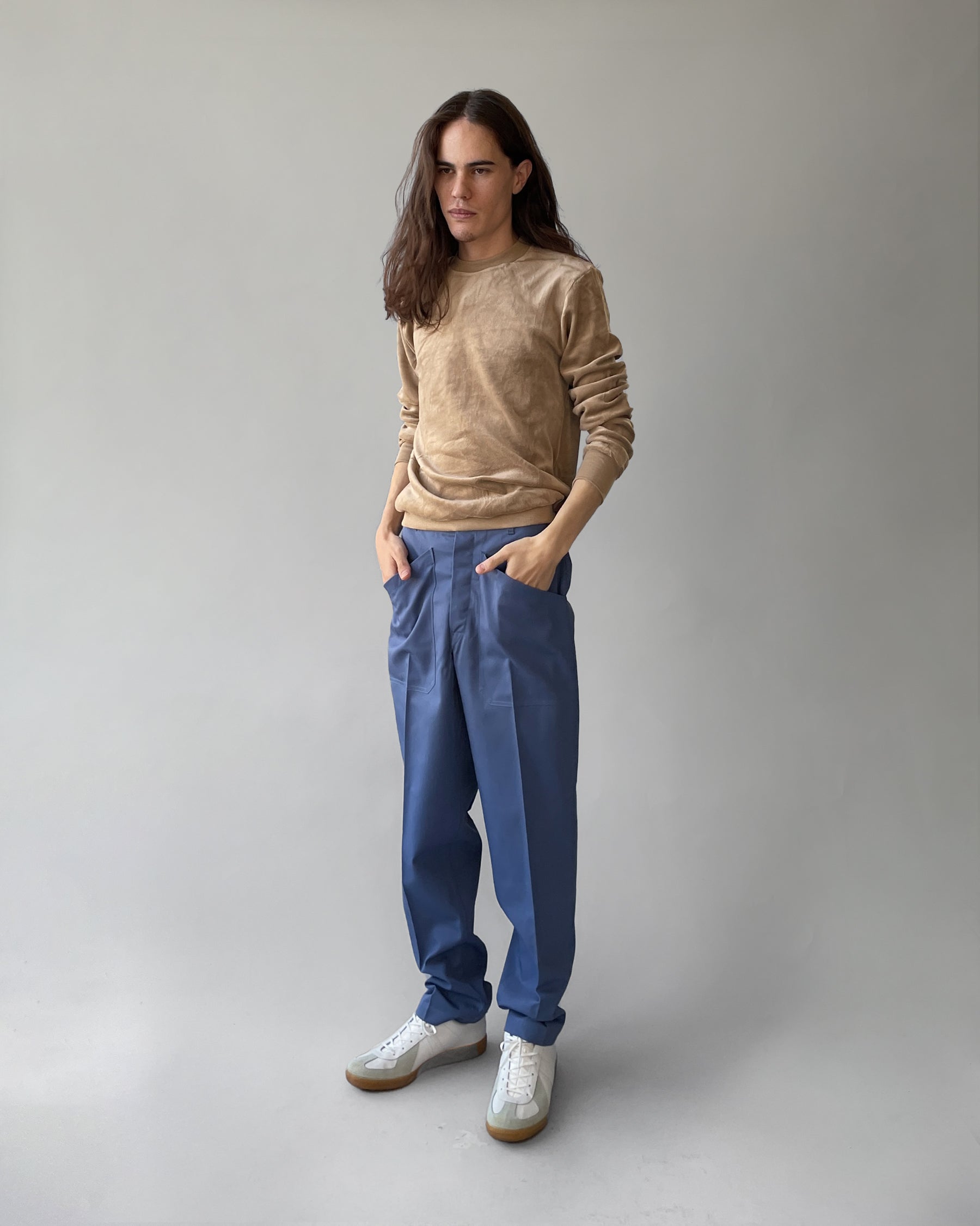 Cotton Velour Sweatshirts - Light Brown