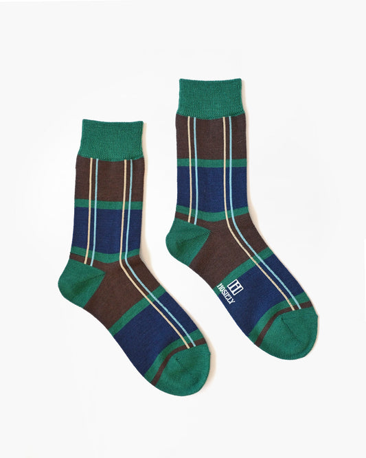Wool Plaid Socks - Green