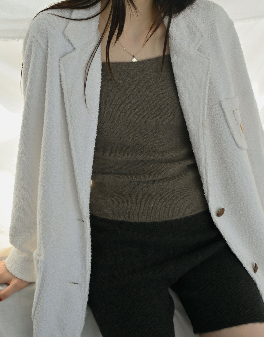 404 Cashmere Rib Shorts - Charcoal