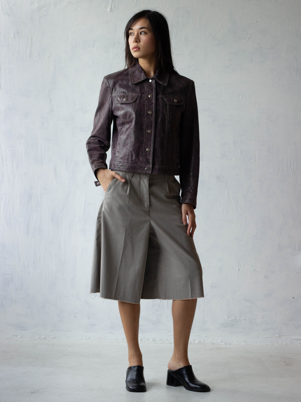 Cut-off Rayon Pants - Greige