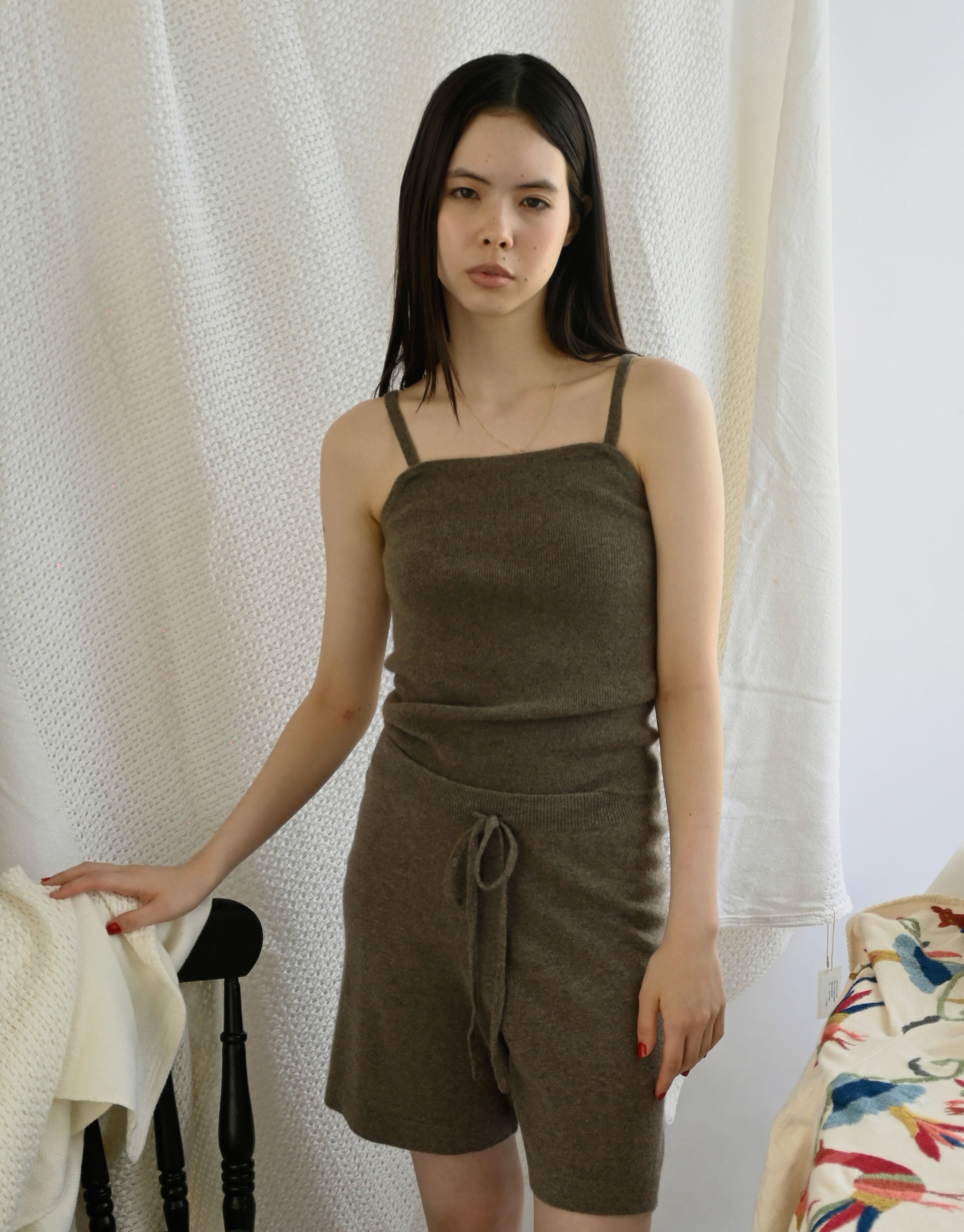 404 Cashmere Rib Tank - Camel