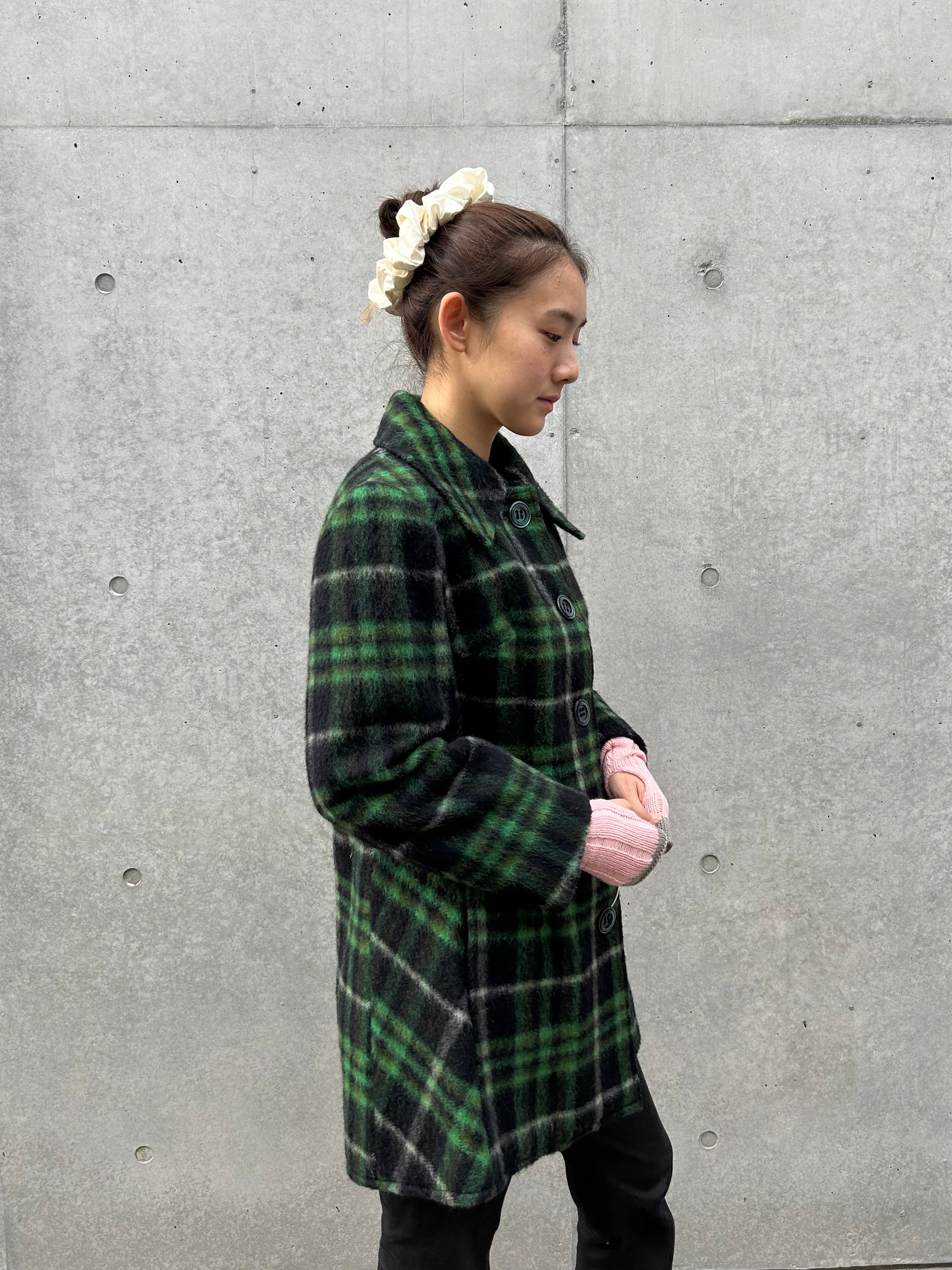 Green Plaid Wool Coat