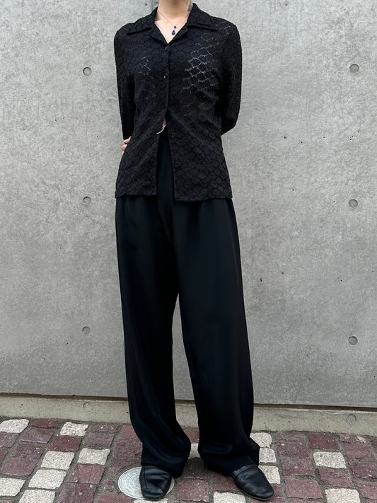 Sheer Floral Pattern Lace Shirt