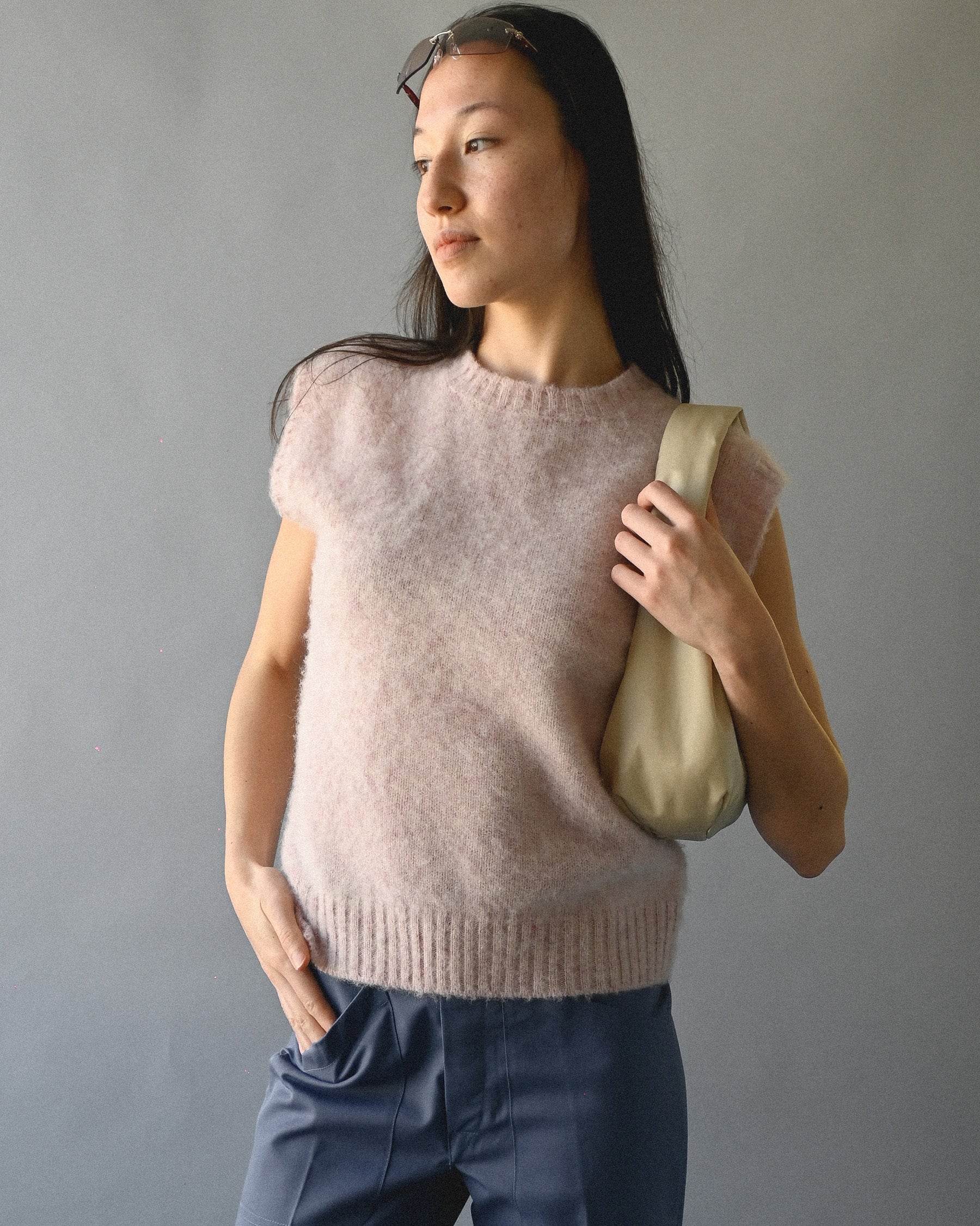 404 Shaggy Dog Crew Neck Vest - Pink