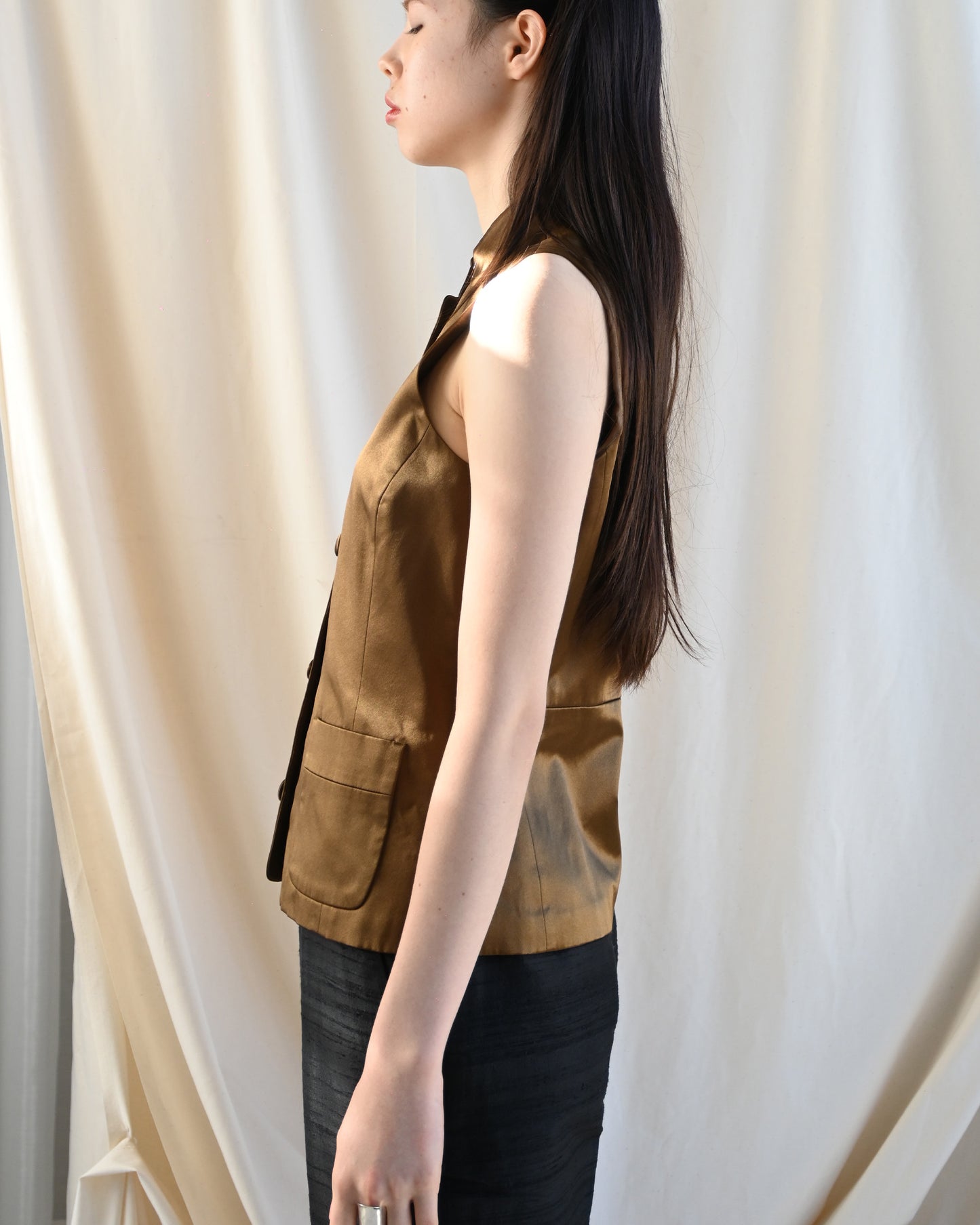 100% Silk Brown Vest