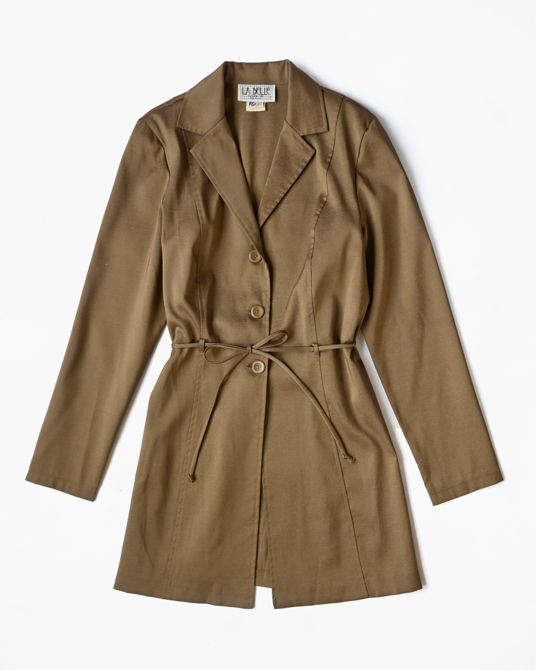 Waist-Tie Brown Shirt Jacket