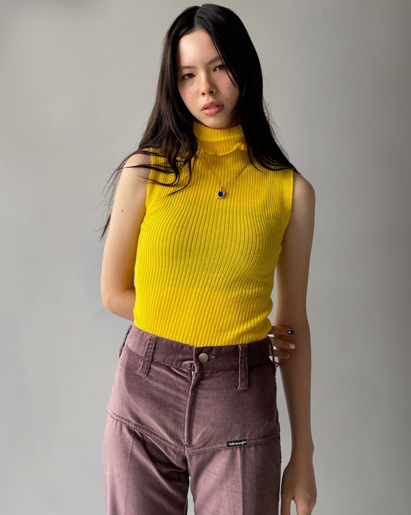 Sleeveless Turtle Knit Top