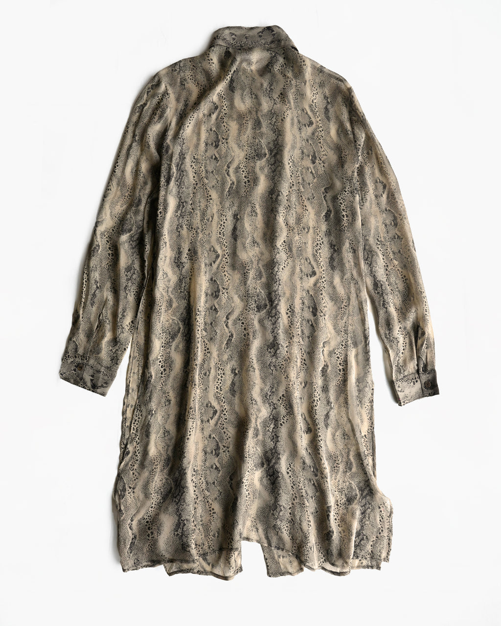 100% Silk Patterned Sheer Long Shirt