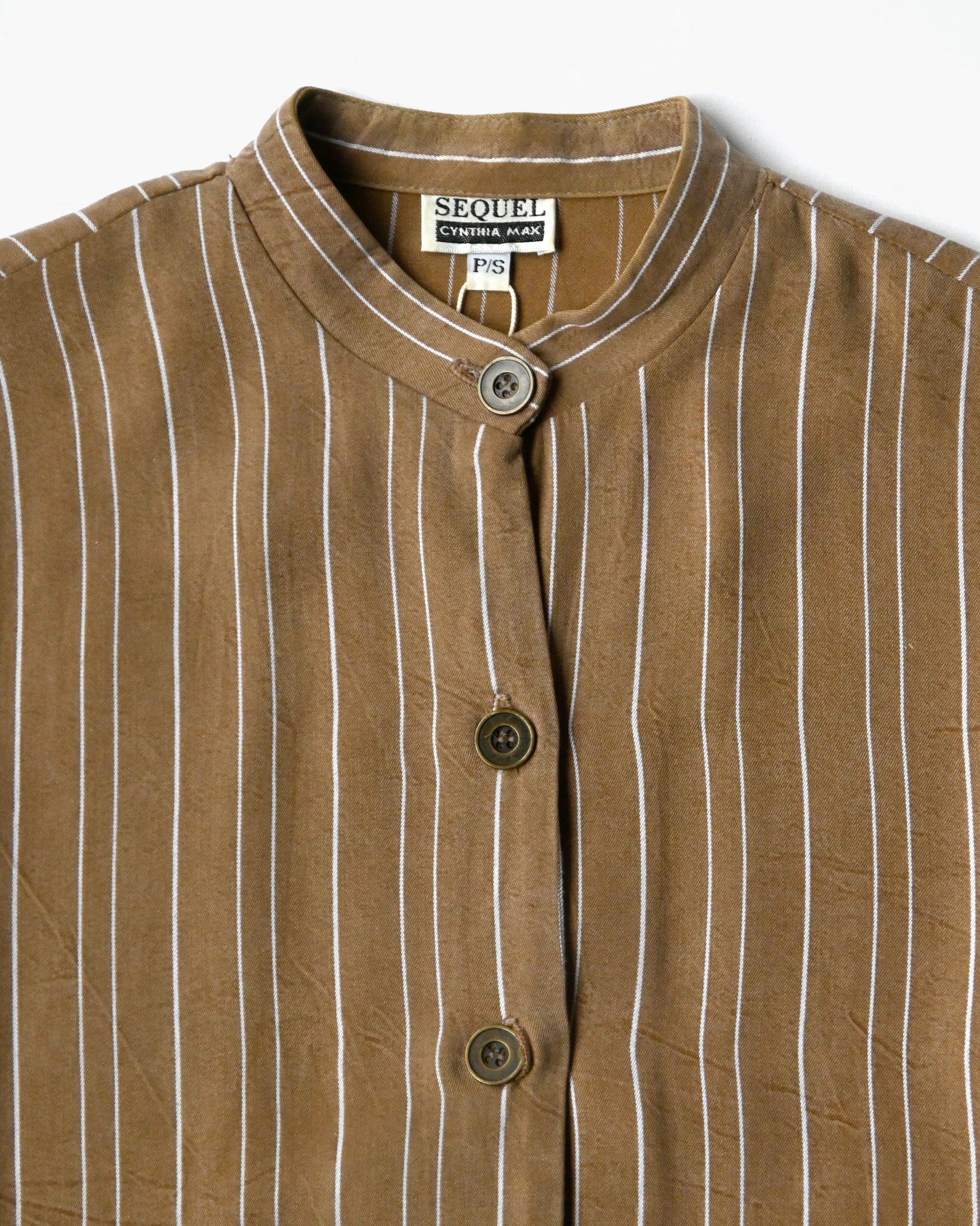 Striped Band Collar Shirt Jacket