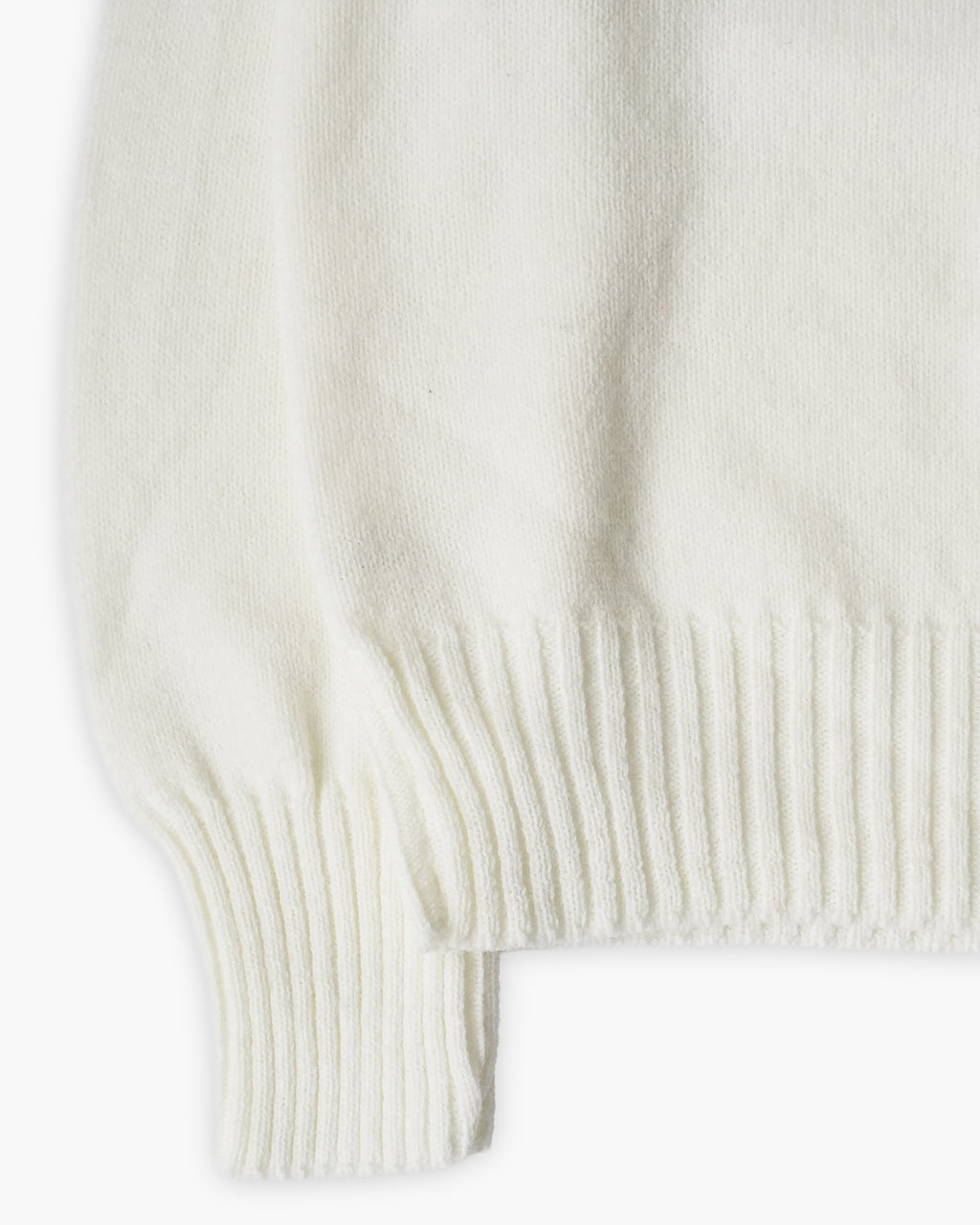 Wool Plain Crew Neck White Sweater