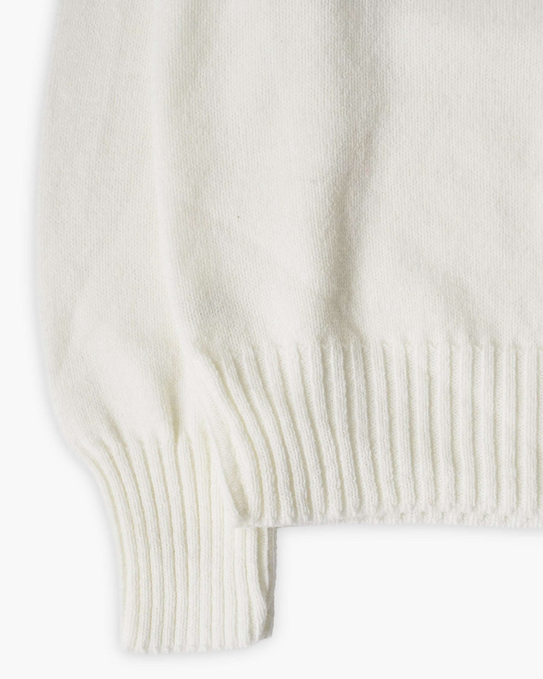 Wool Plain Crew Neck White Sweater