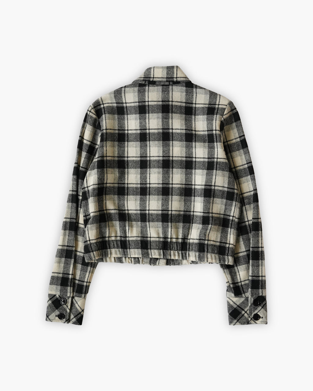 Wool Check Clopped Shirt Jacket