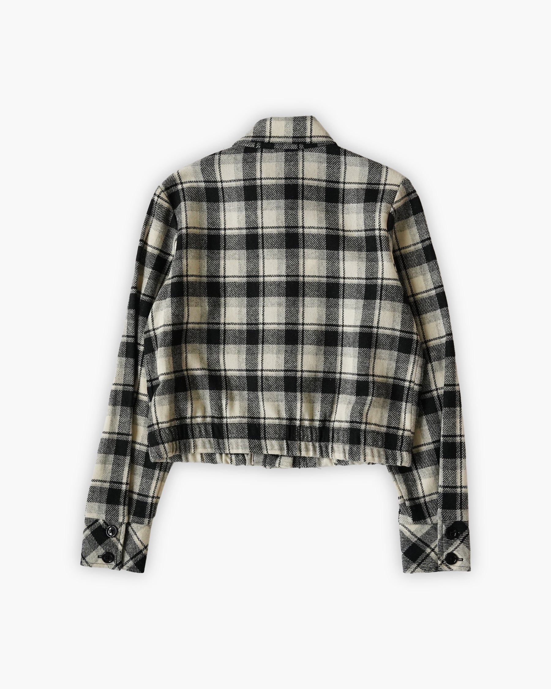 Wool Check Clopped Shirt Jacket