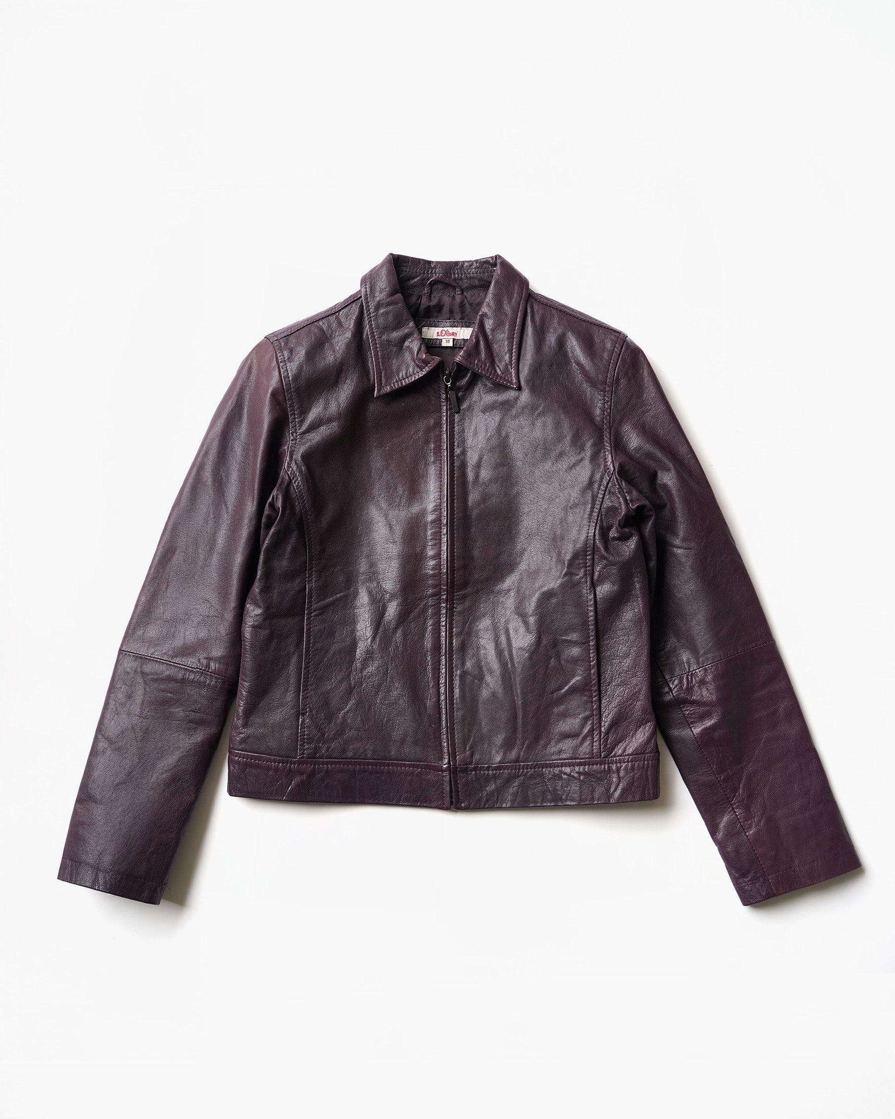 1980~90's Leather Zip Jacket in Deep Purple