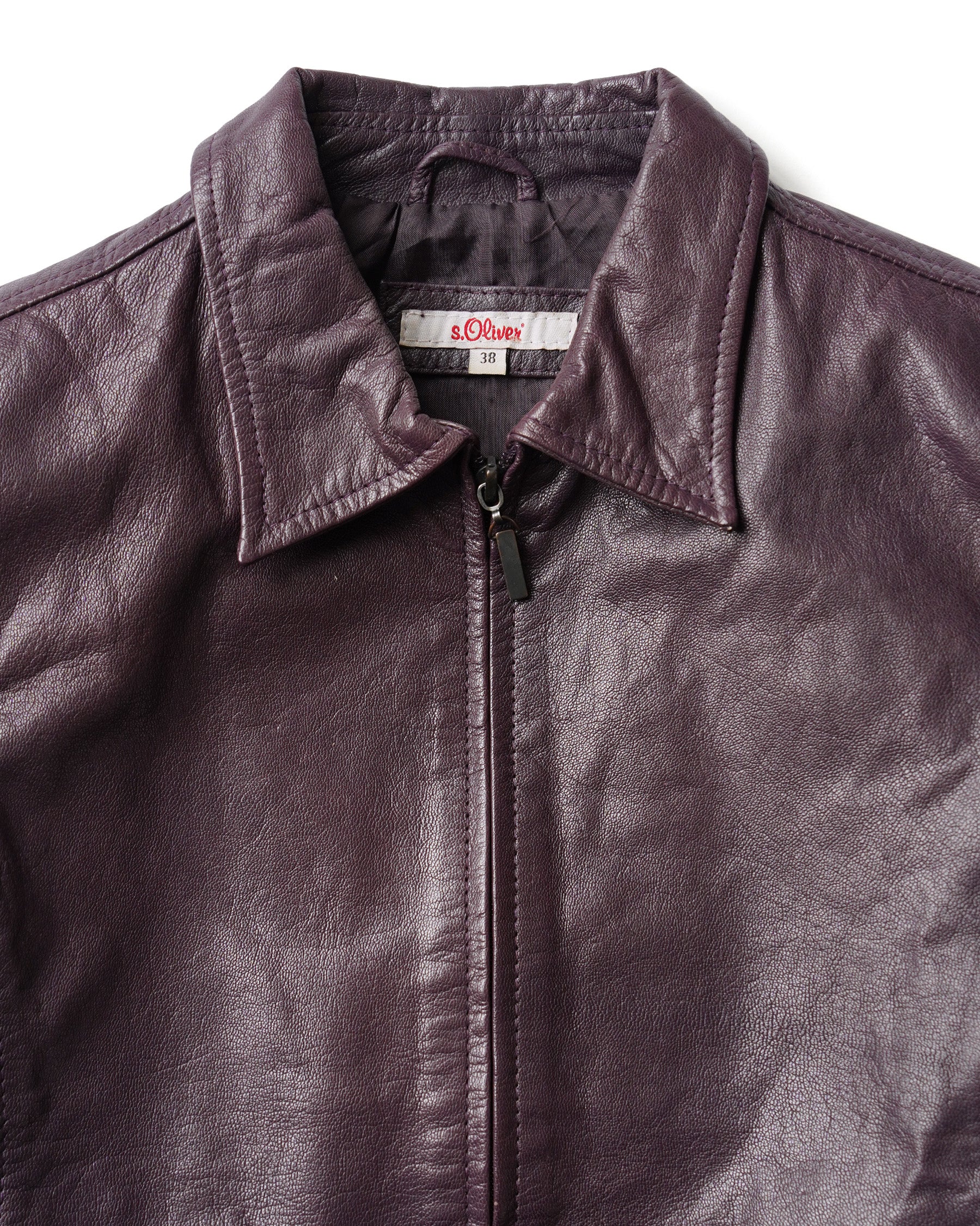 1980~90's Leather Zip Jacket in Deep Purple