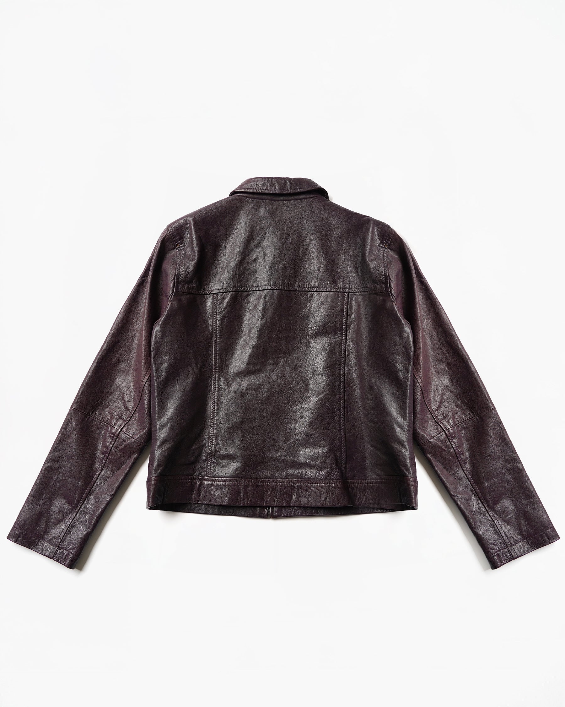 1980~90's Leather Zip Jacket in Deep Purple