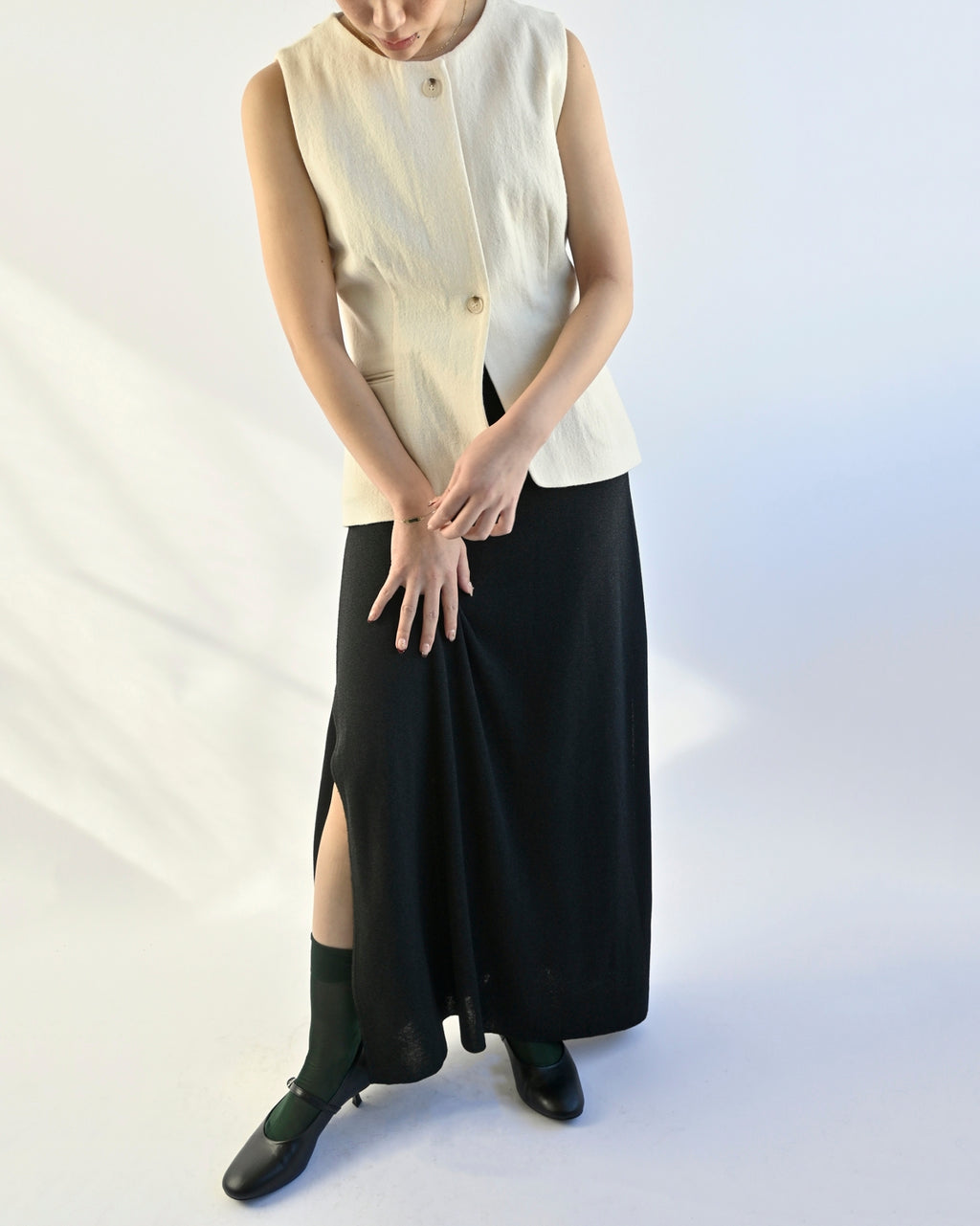 Slit Knit Long Skirt