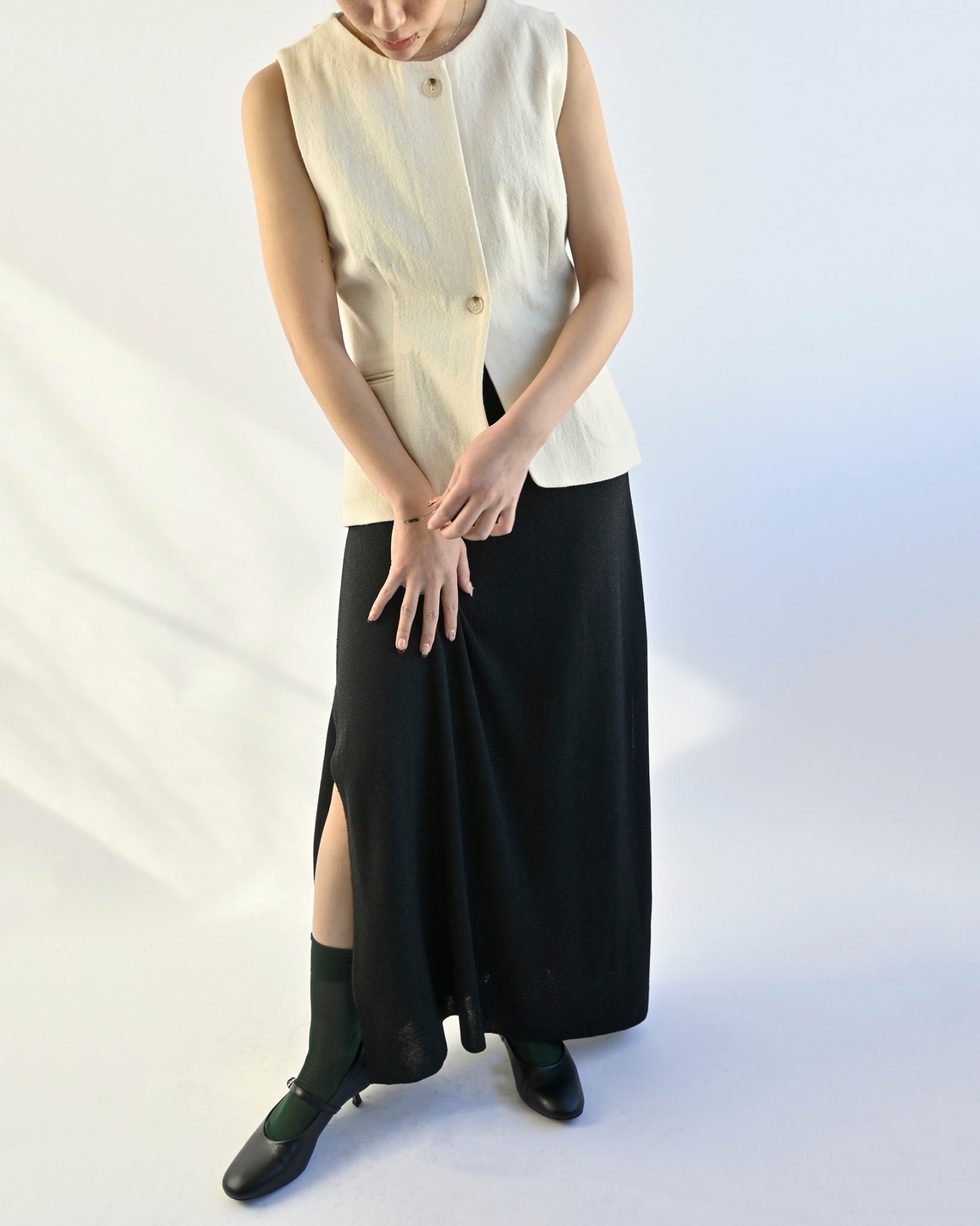 Slit Knit Long Skirt