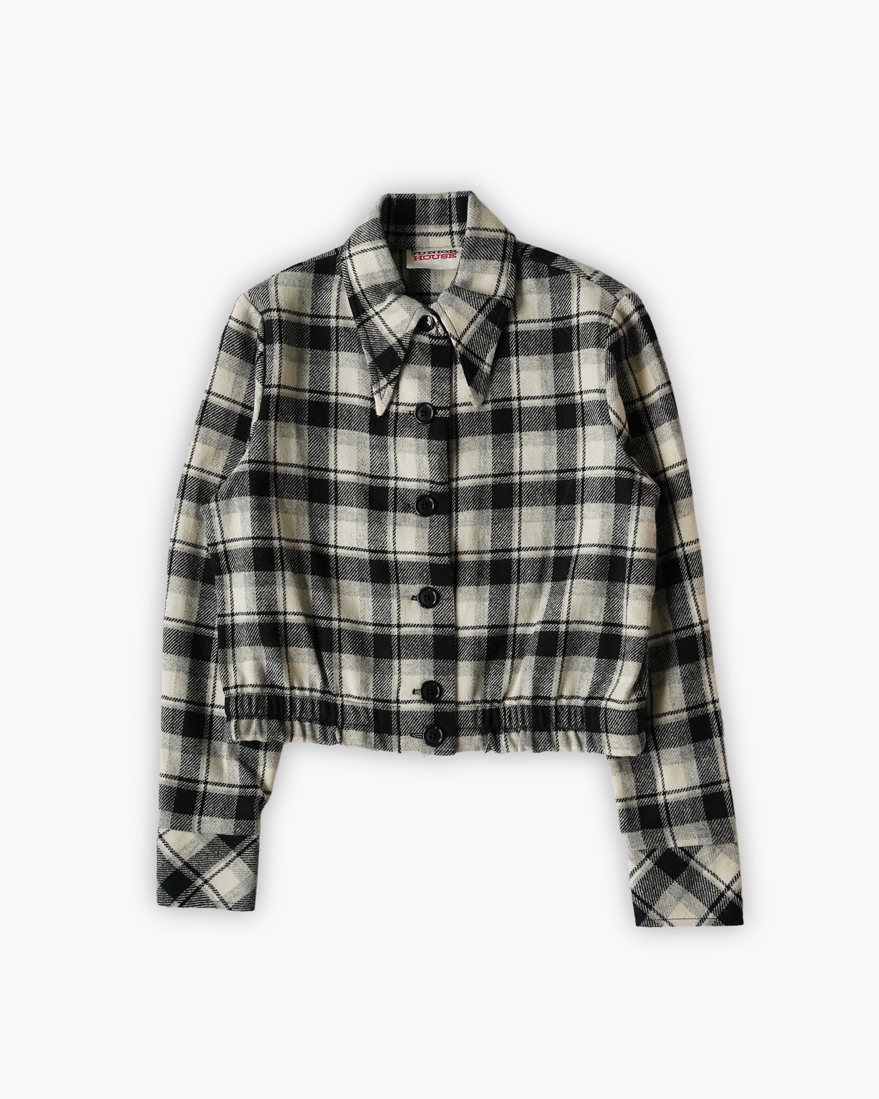 Wool Check Clopped Shirt Jacket