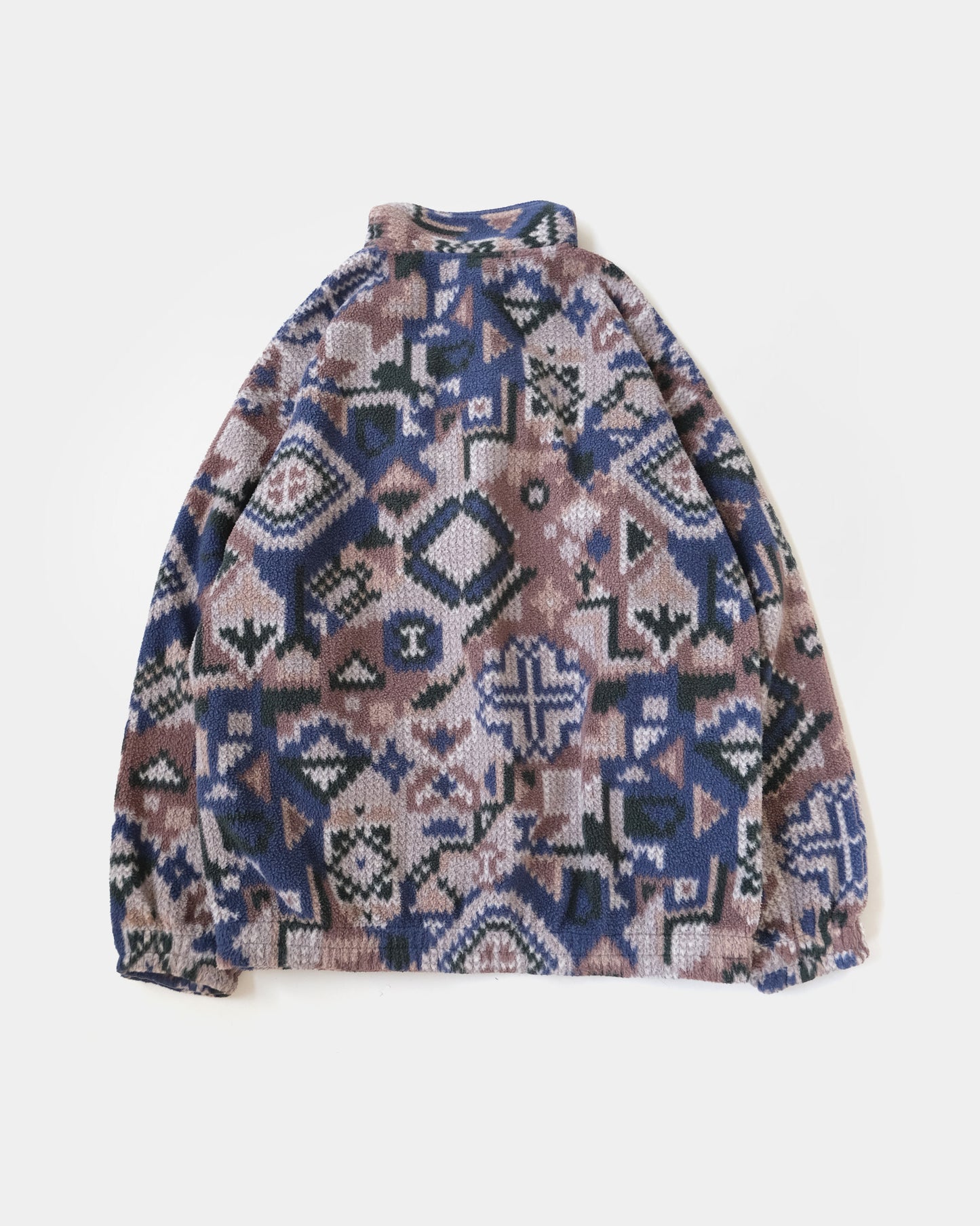 90s Patterned Fleece Zip-Up Pullover - FILA