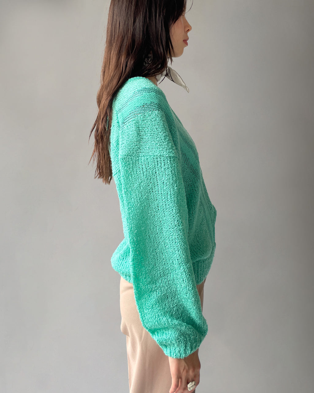 V-neck Acrylic Knit - Skyblue