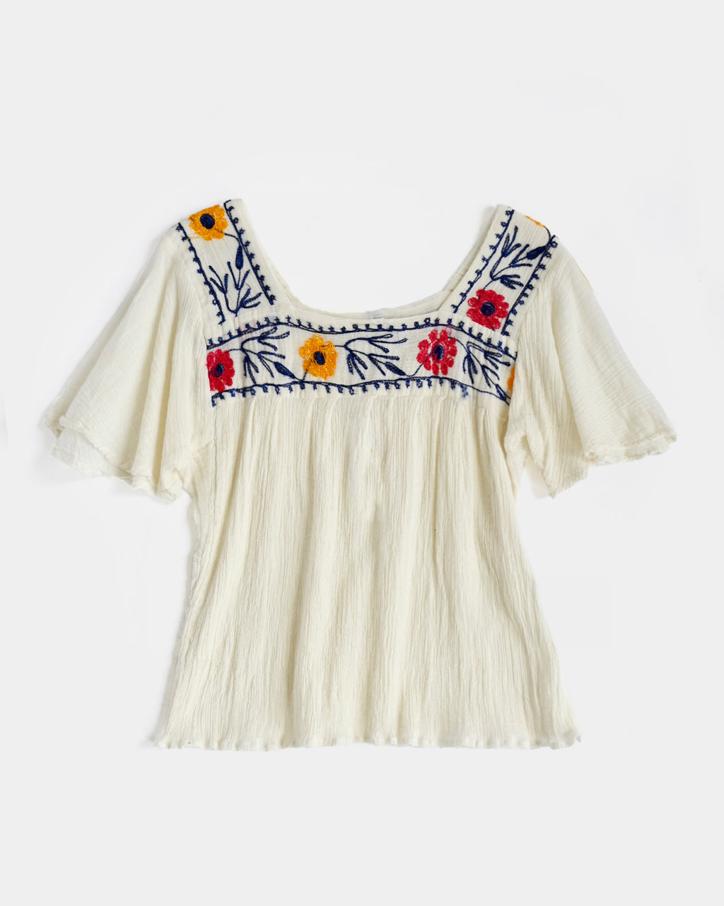 1970's Hand Embroidered Cotton Top
