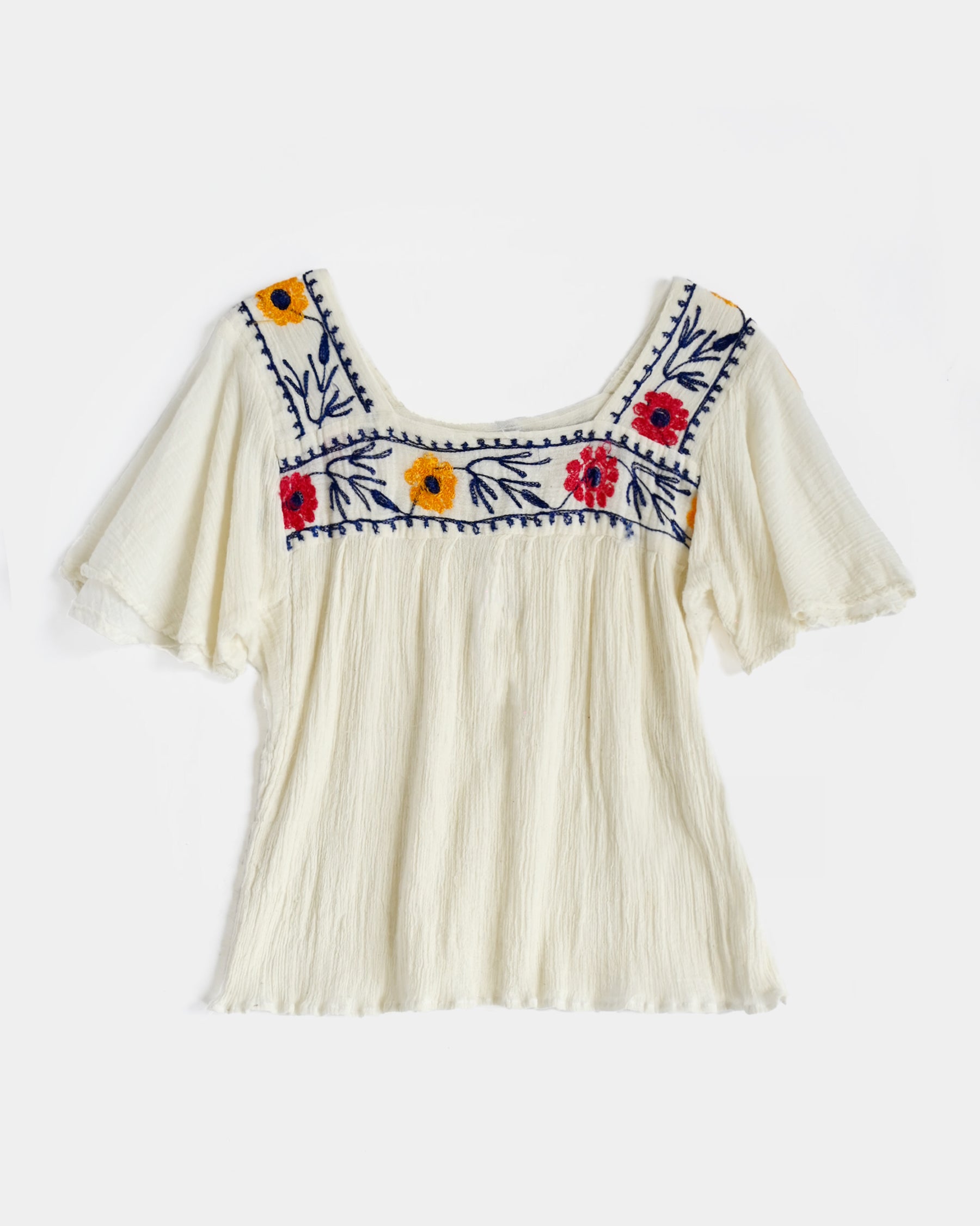 1970's Hand Embroidered Cotton Top
