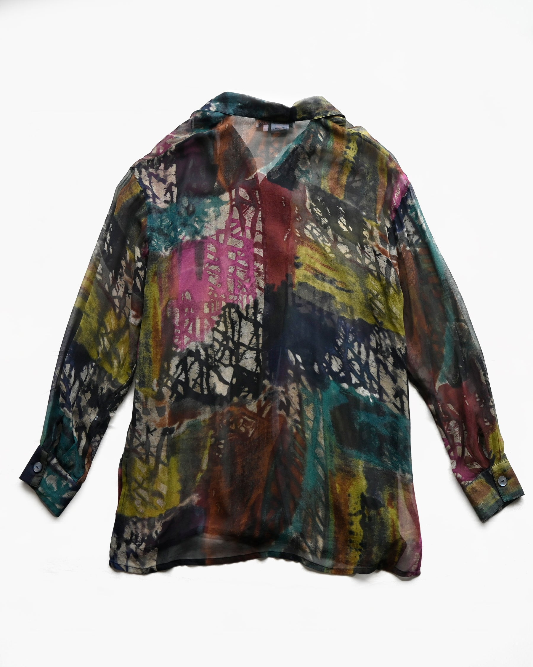 100% Silk Patterned Sheer Shirt