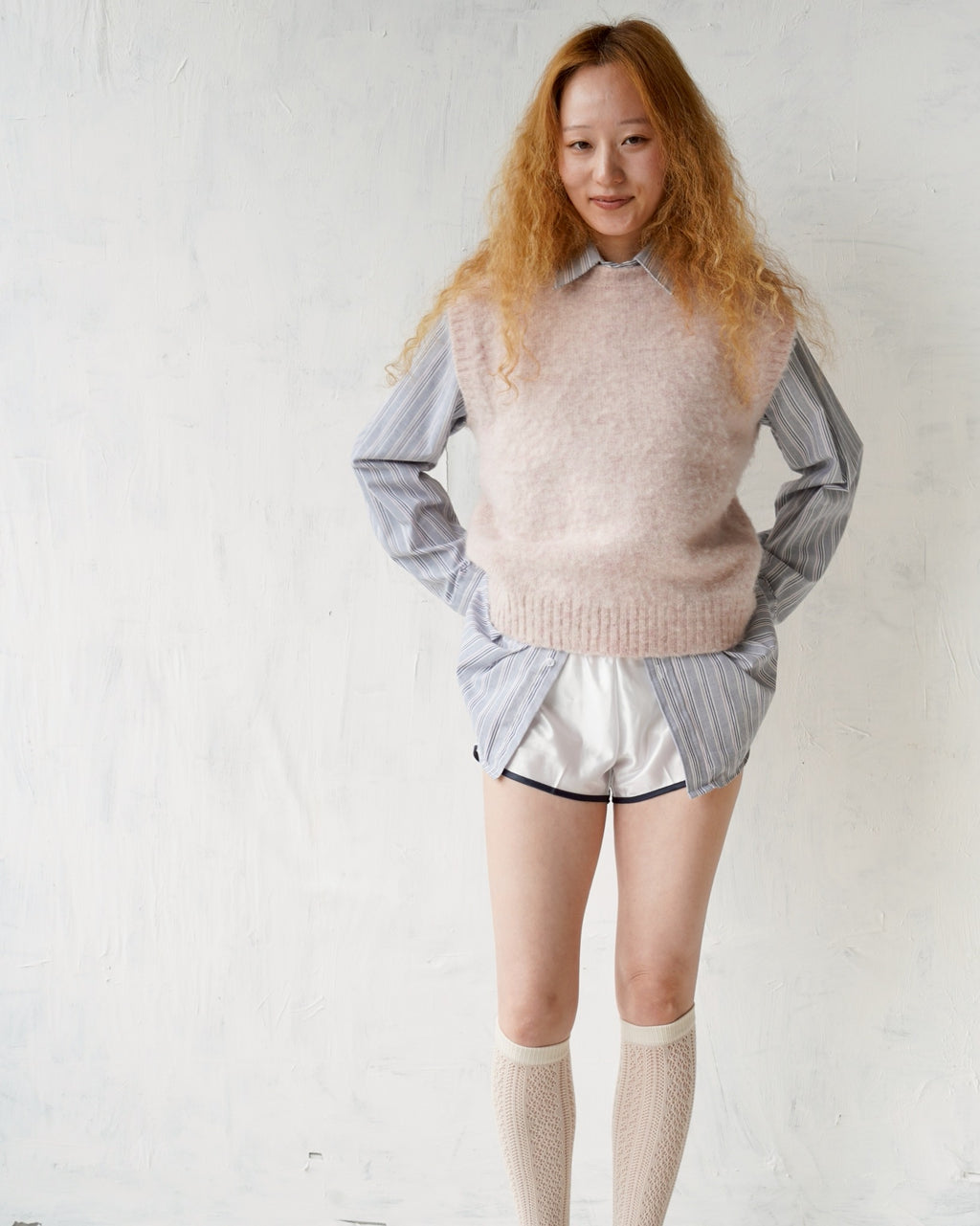 404 Shaggy Dog Crew Neck Vest - Pink
