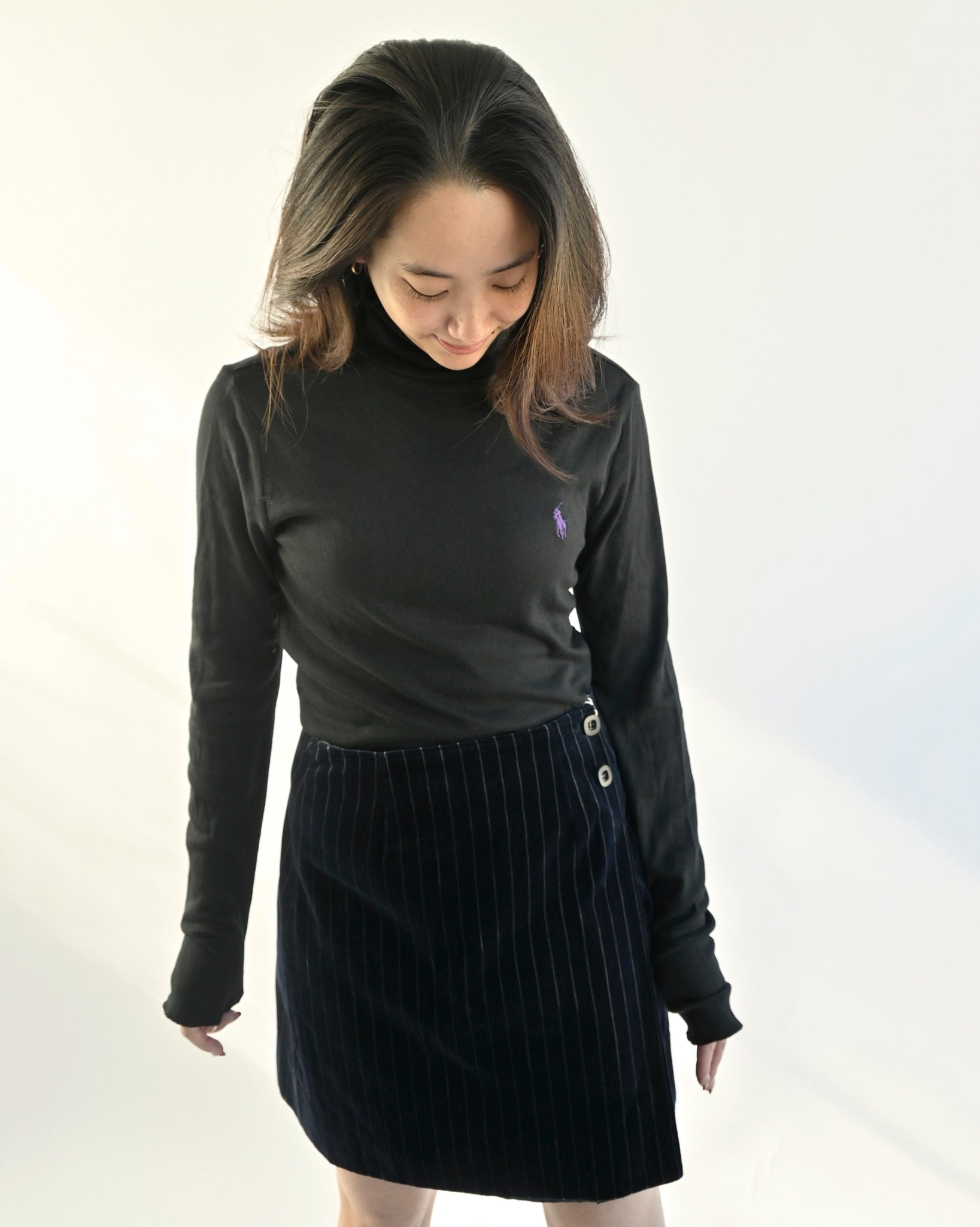 Velour Striped Mini Wrap Skirt