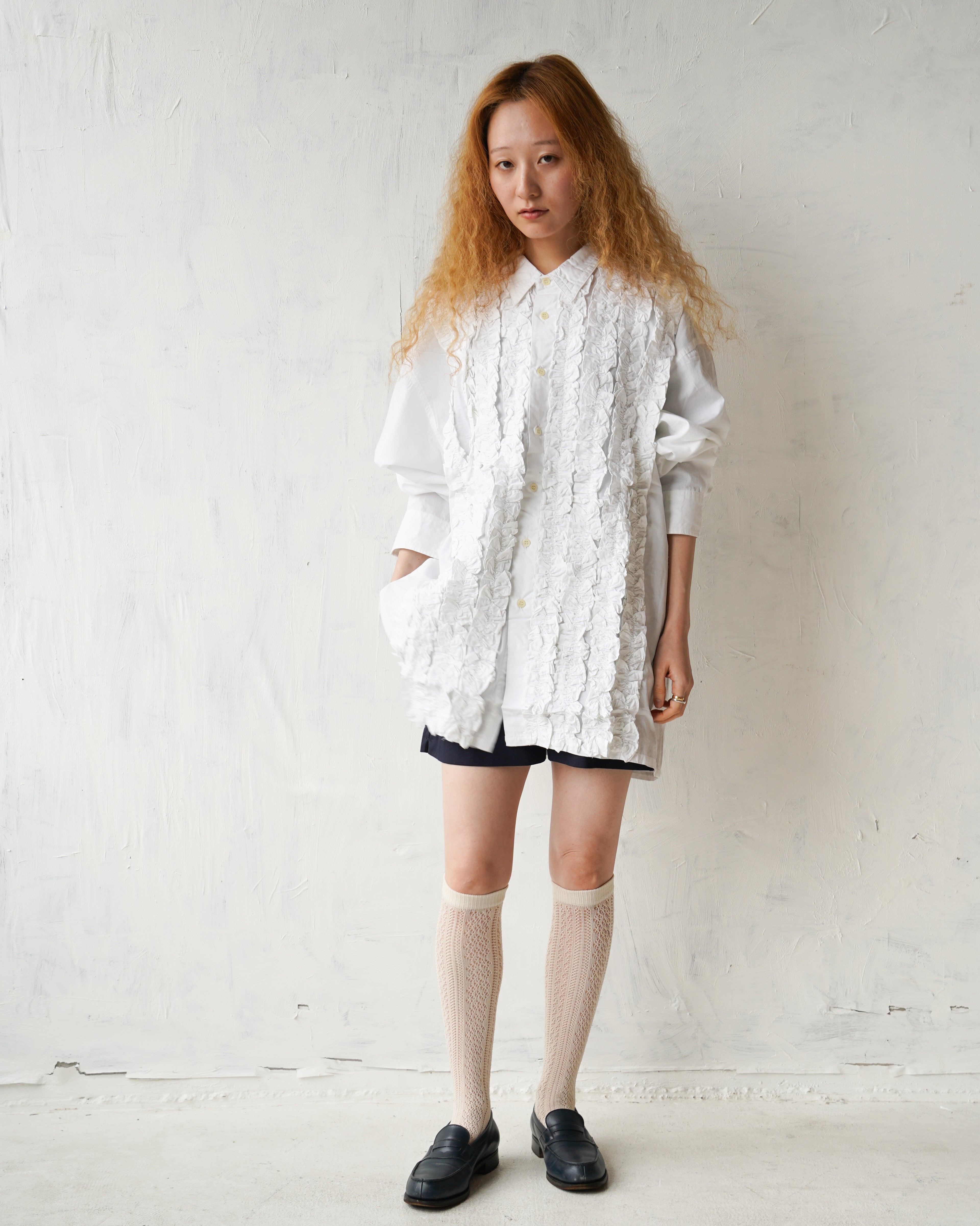 100% Cotton White Ruffle Shirt