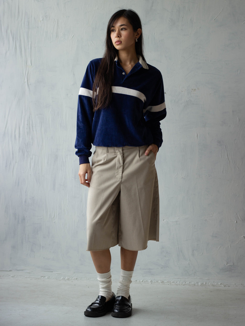 Cut-off Rayon Pants - Light Beige