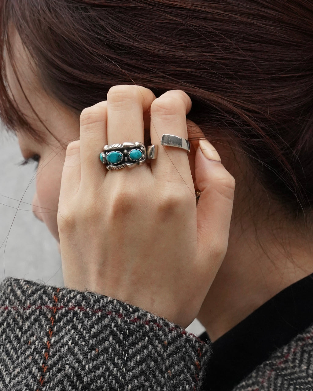 Turquoise Leaf Silver Ring (SVR25009)