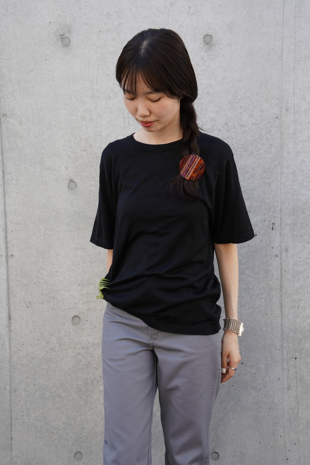 100% Washable Silk Tee S/S - Black